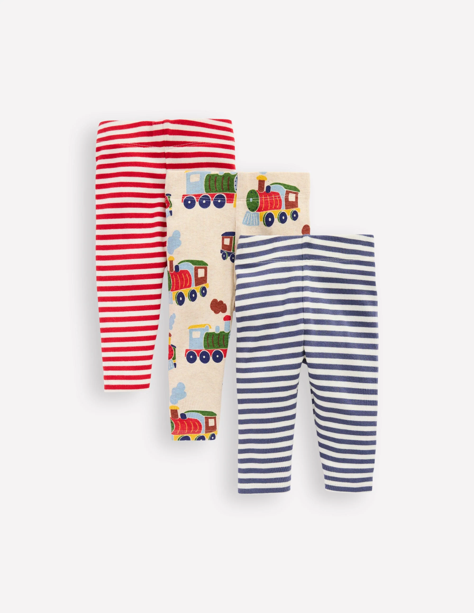 3-pack Rib Leggings-Oatmeal Marl Trains - Image 3