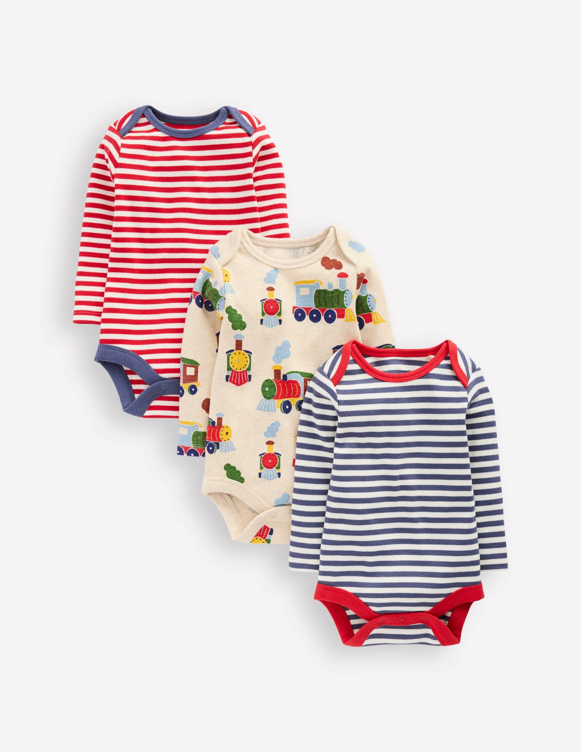 3-pack Ribbed Bodies-Oatmeal Marl Trains