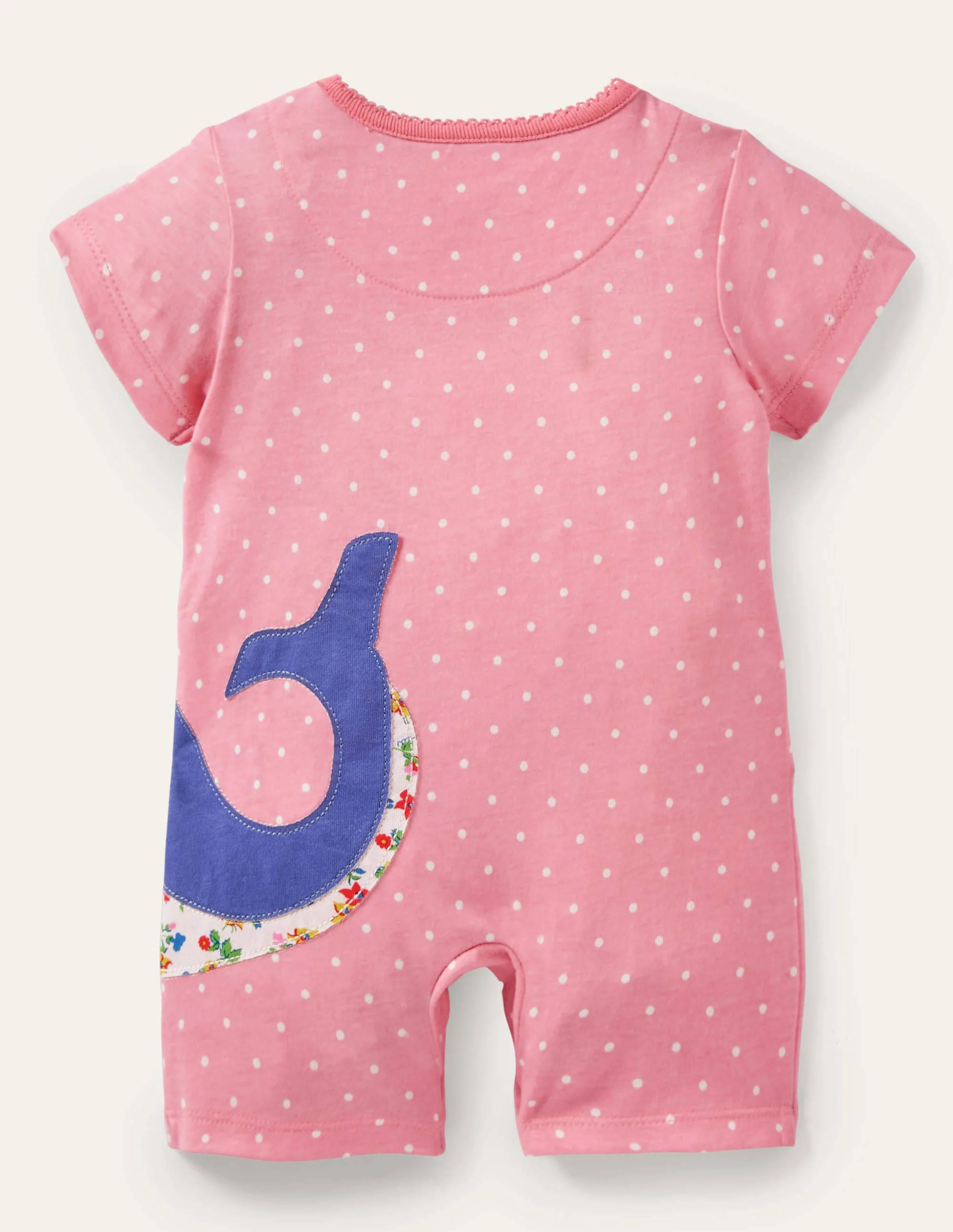 Appliqué Jersey Romper-Pink Spot Whale - Image 2