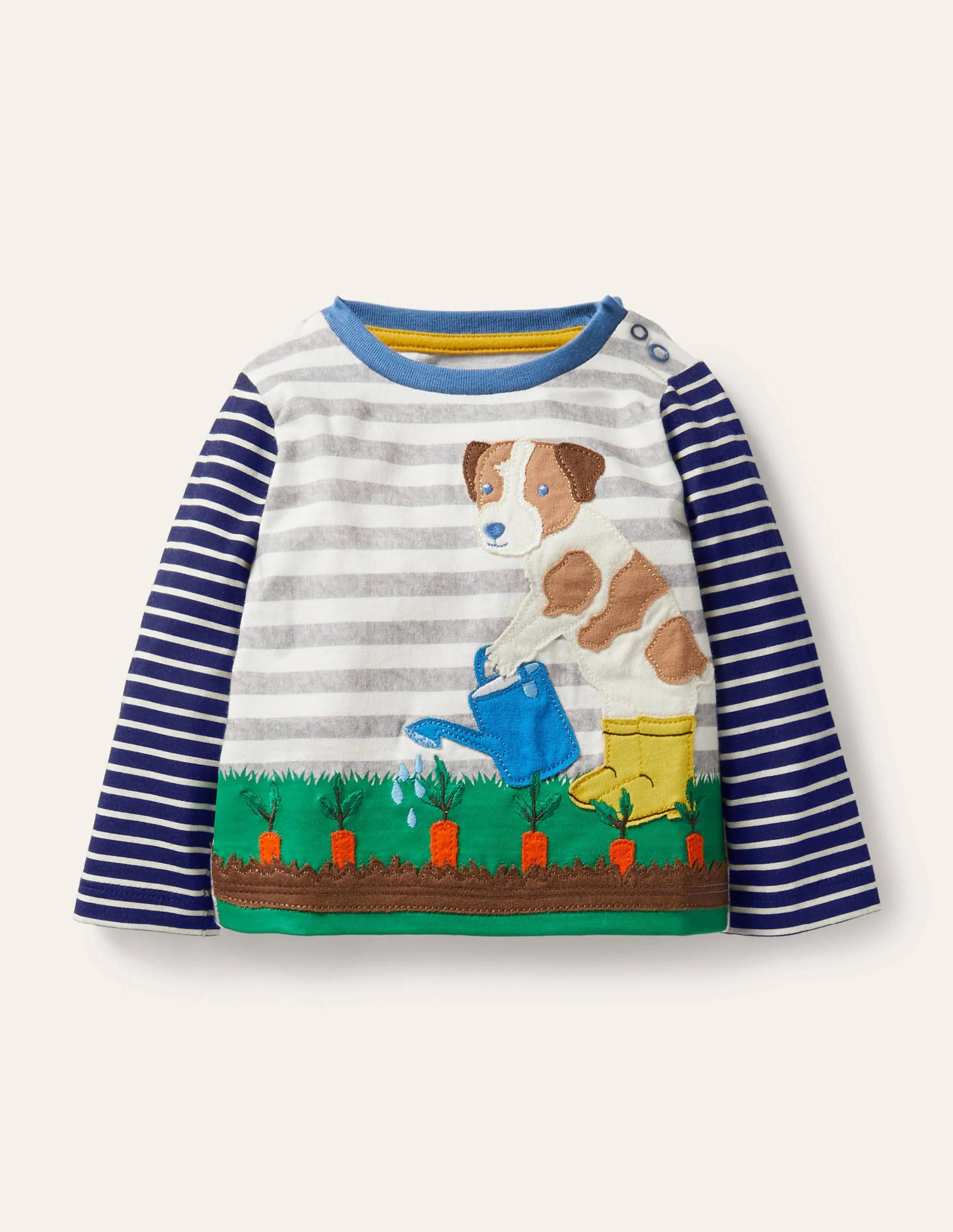 Big Appliqué T-shirt-Grey Marl/Ivory Sprout