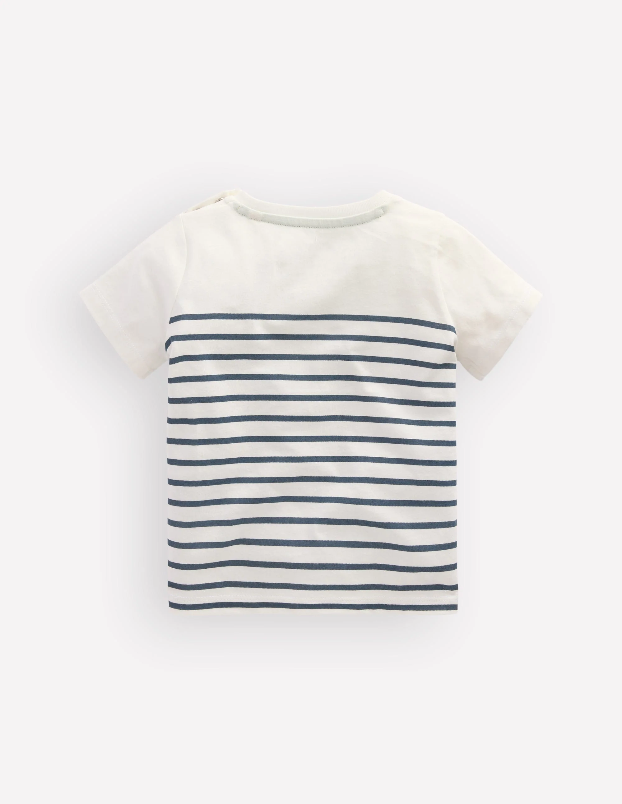 Boys Embroidered T-Shirt-Blue Stripe Chameleon - Image 2