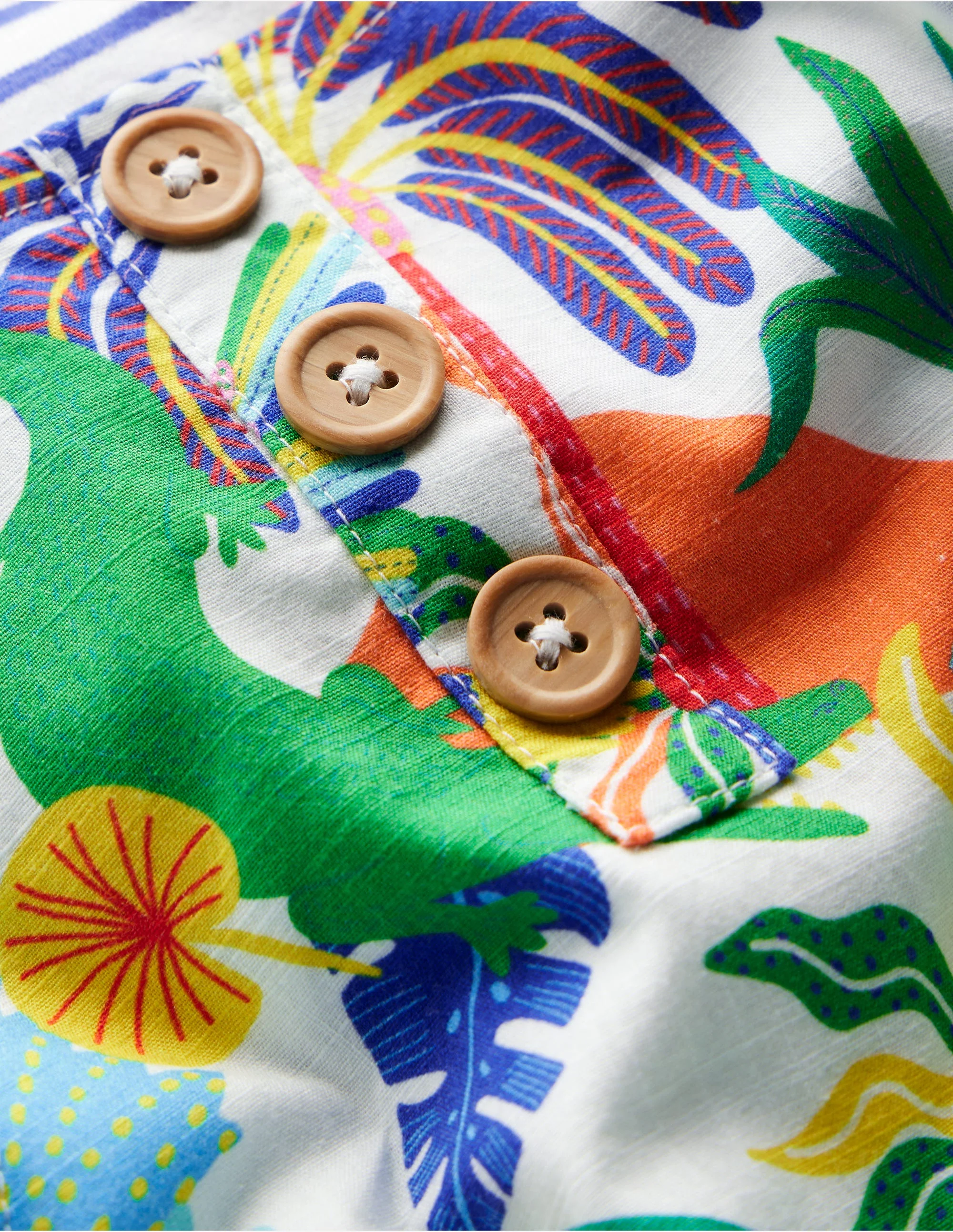 Button Overalls Set-Coconutmilk Multi Jungle - Image 3