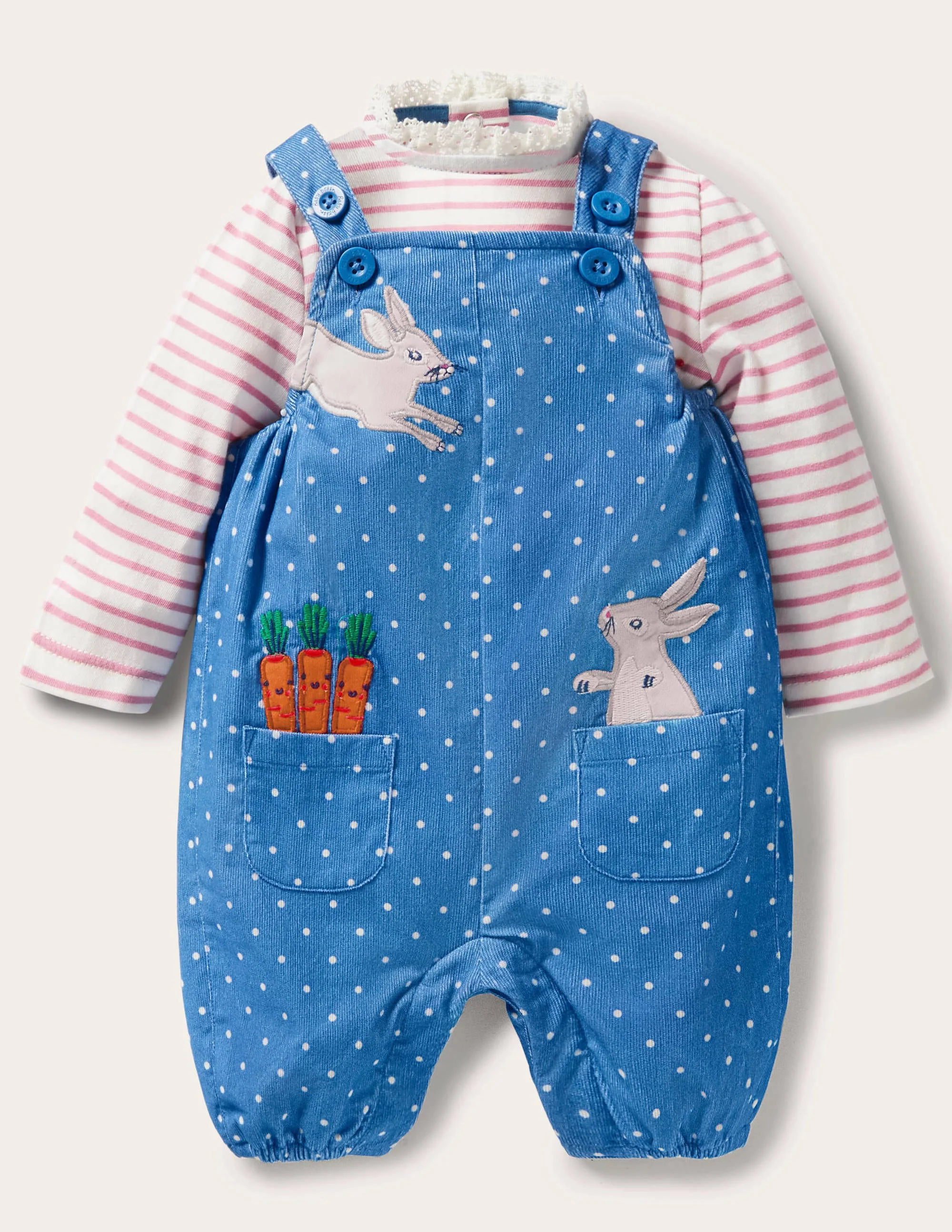 Cord Overalls Set-Elizabethan Blue Bunnies