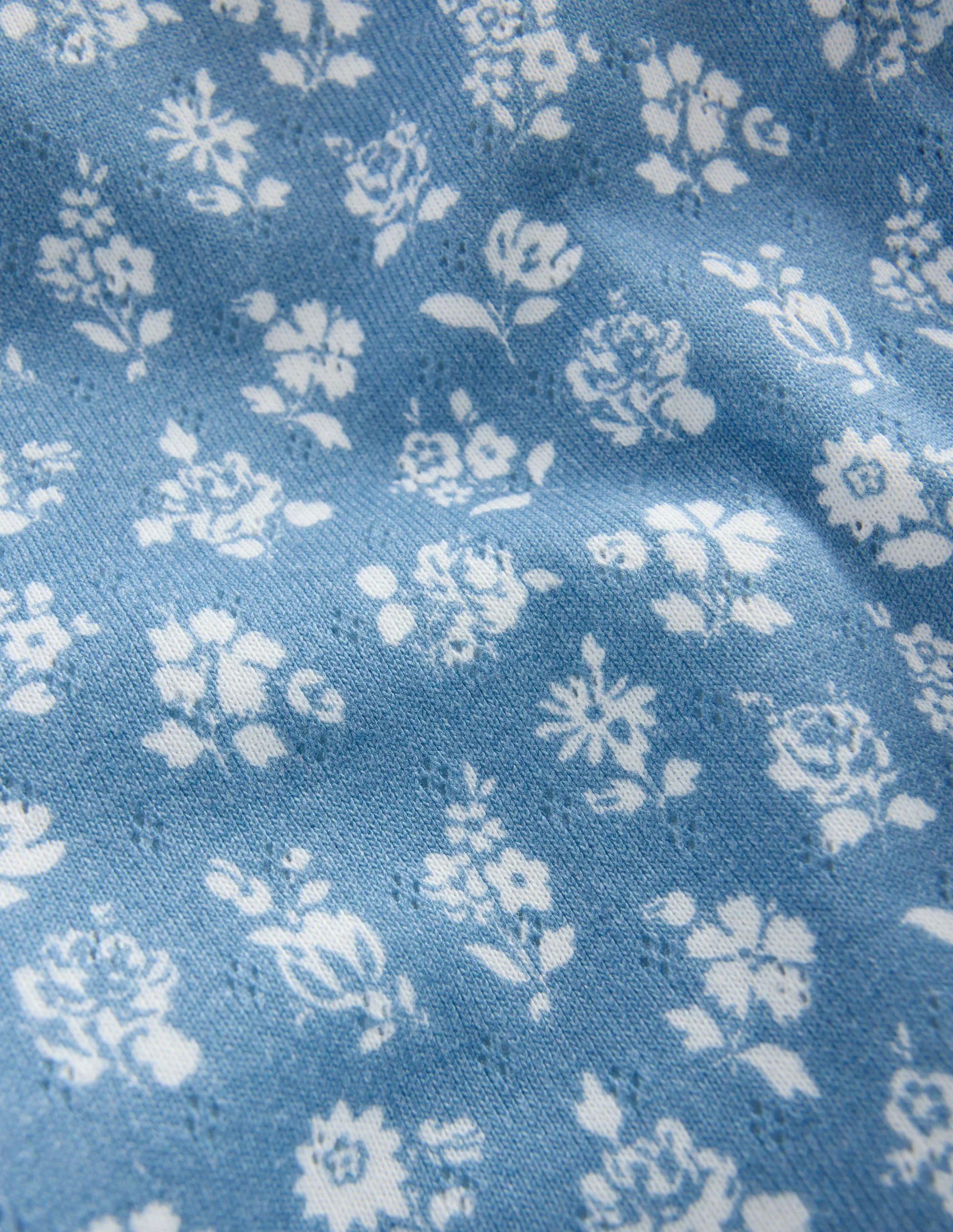 Cotton Pointelle Set-Glacier Blue Ditsy Floral - Image 3