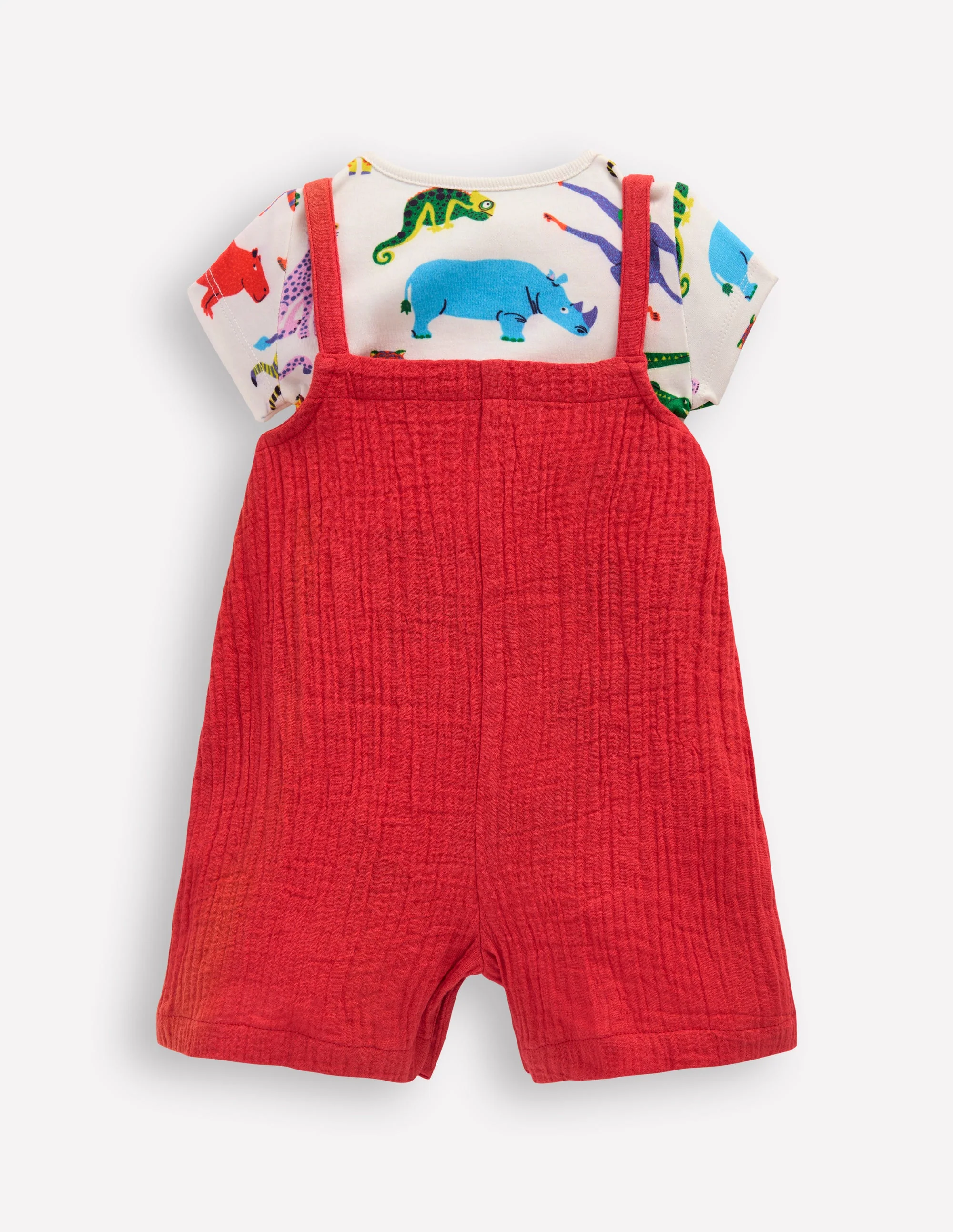 Double Cloth Overalls Set-Poppy Red Jungle - Image 2