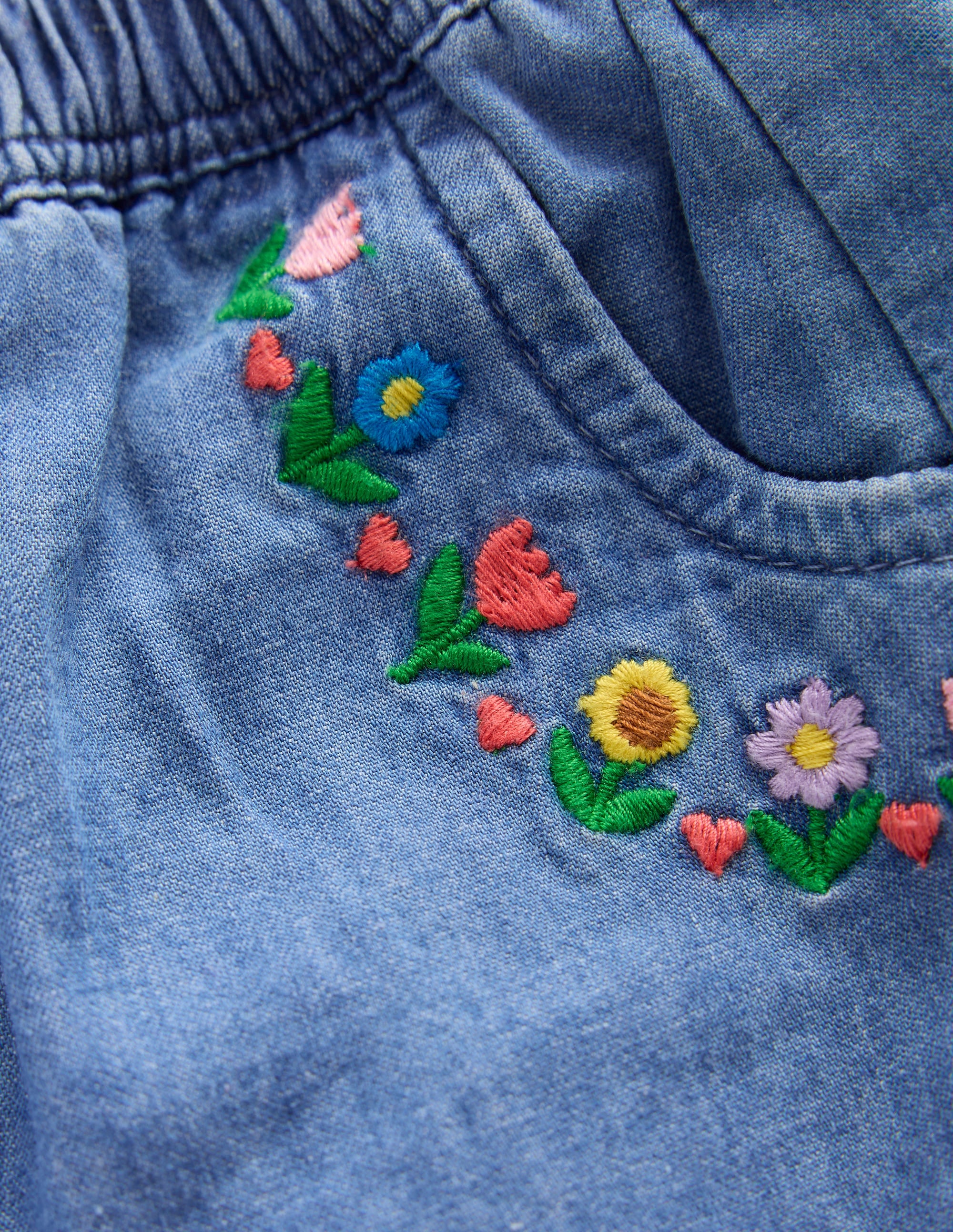 Embroidered Chambray Pants-Embroidered Denim - Image 3