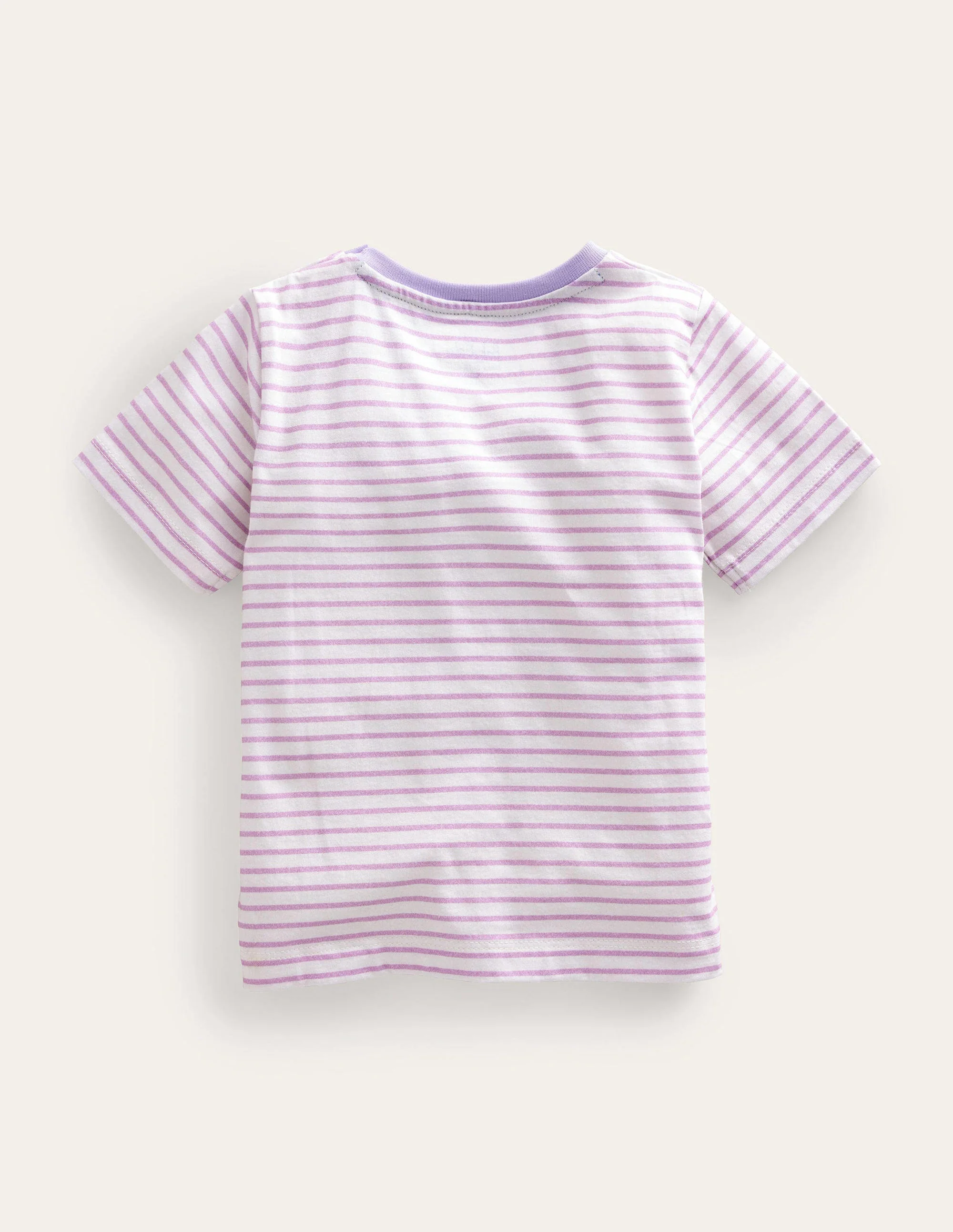 Embroidered Graphic T-shirt-Ivory/Soft Lavender Smile - Image 2