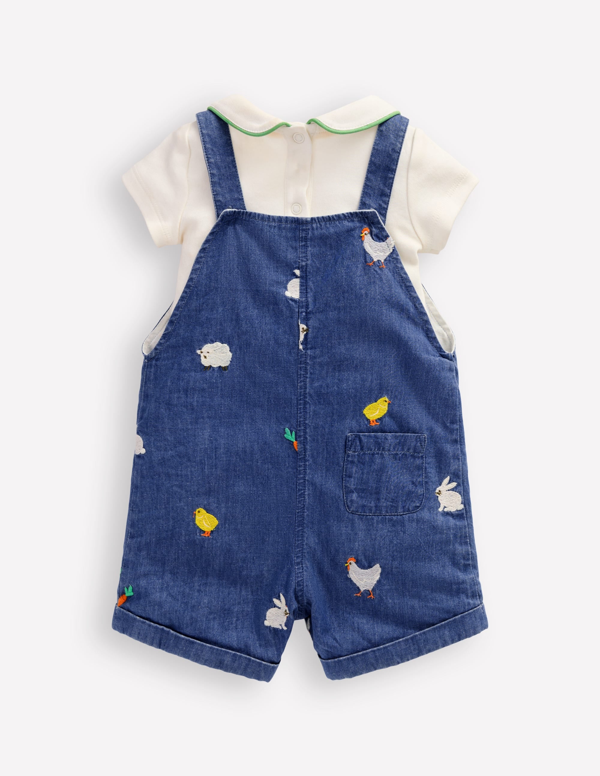 Embroidered Overalls Set-Denim Easter Embroidery - Image 2