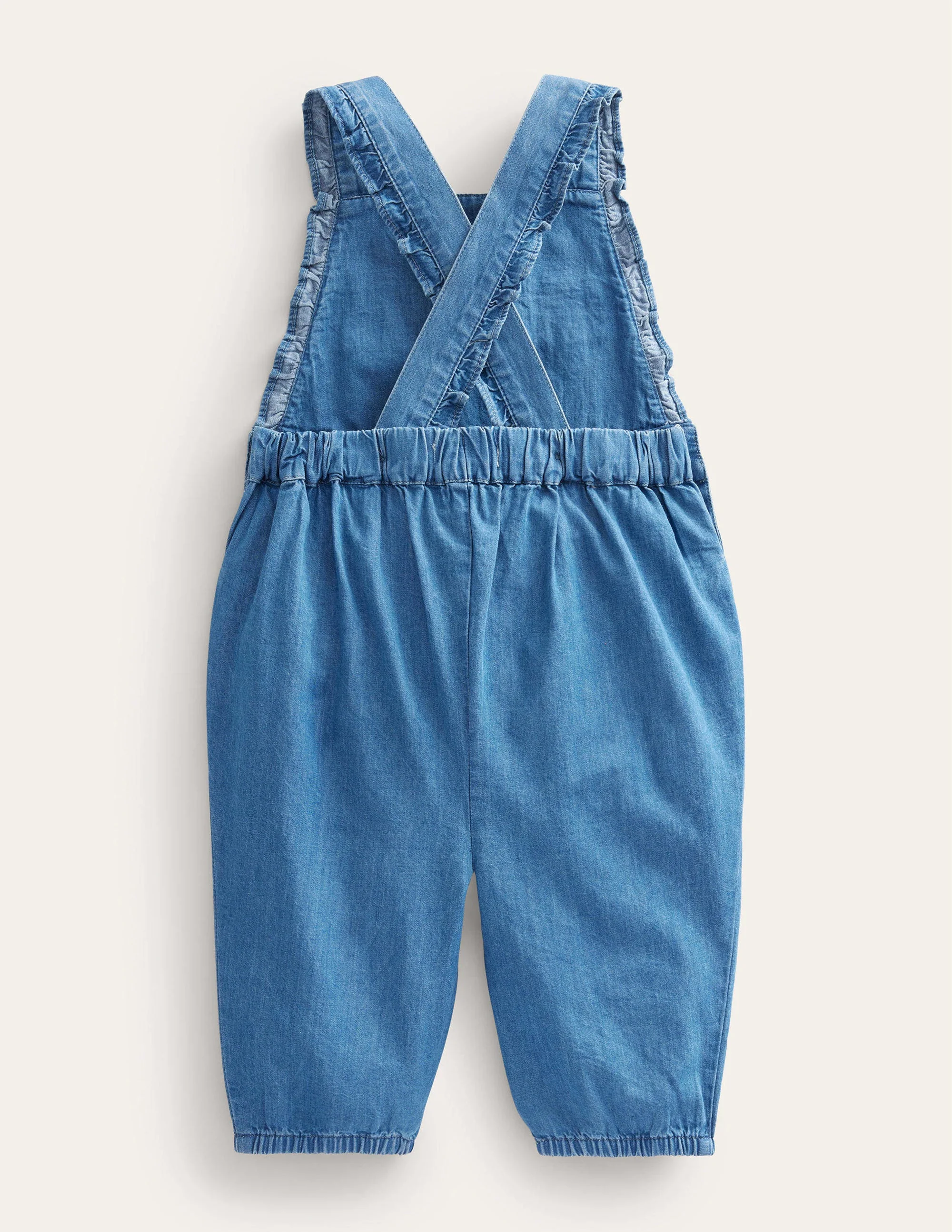 Embroidered Woven Dungaree-Mid Chambray - Image 2