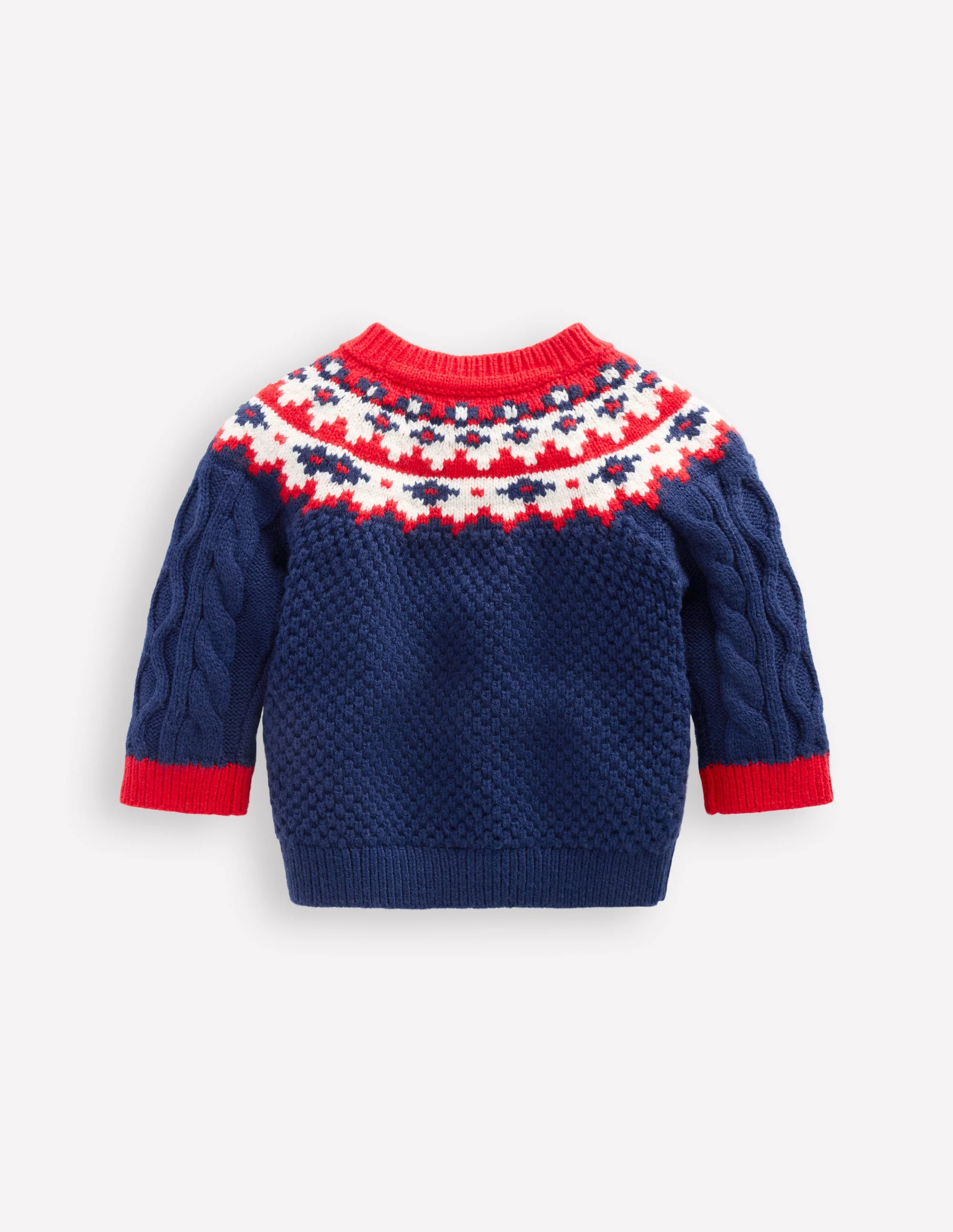 Fair Isle Cable Sweater-College Navy Fair Isle - Image 2