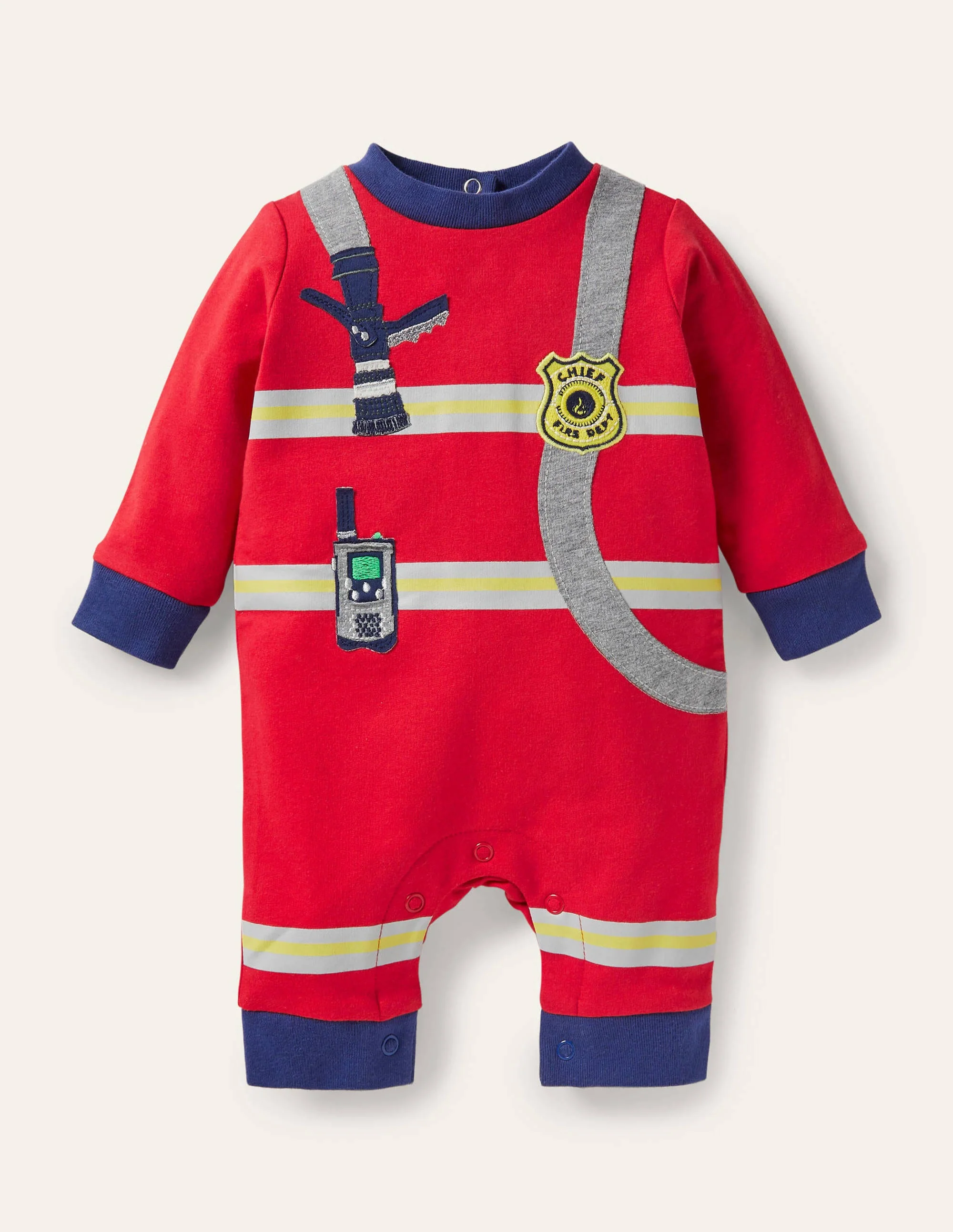 Firefighter Romper-Rockabilly Red Firefighter