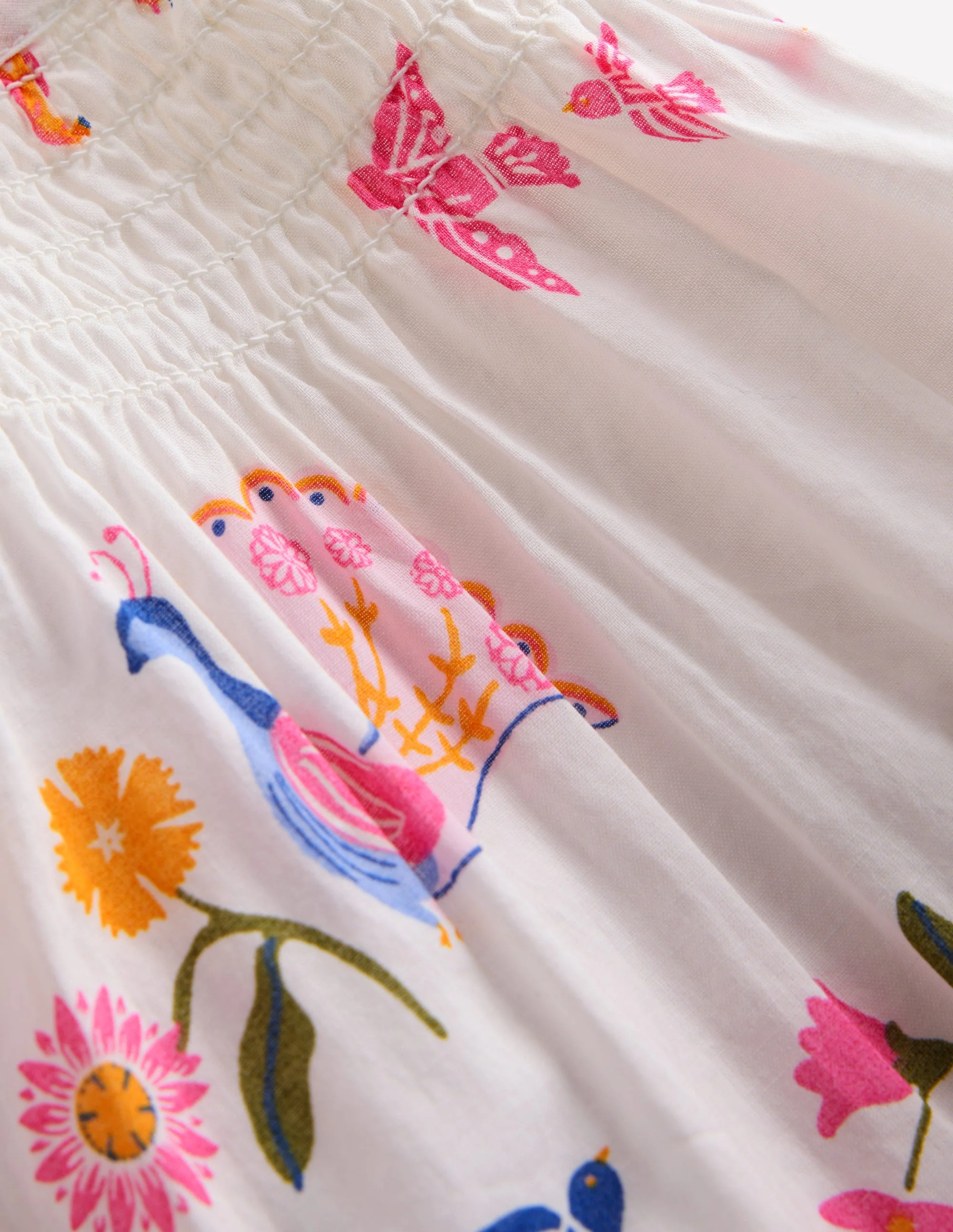 Floaty Shirred Dress-Ivory Jungle Animals - Image 3