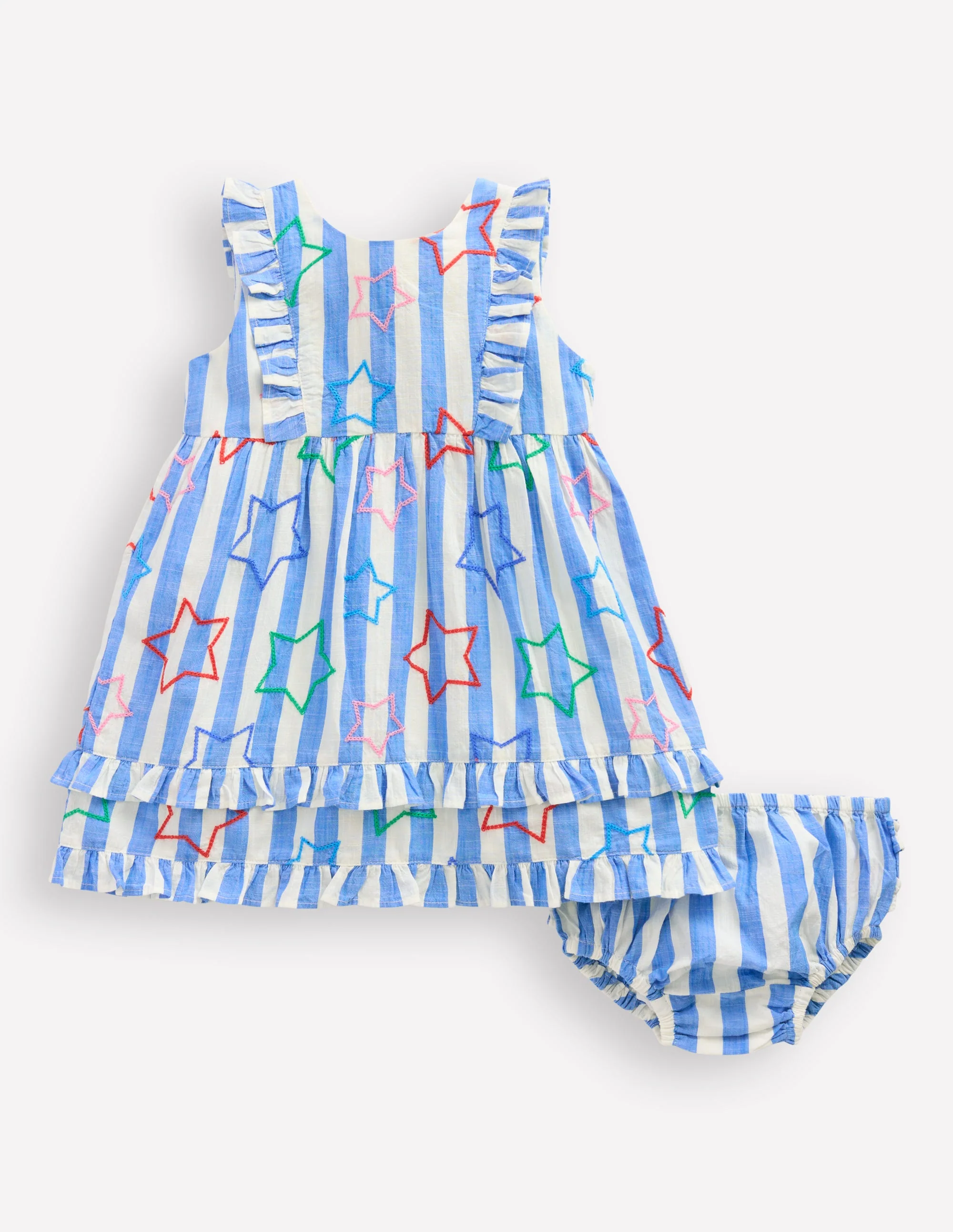 Frilly Pinny Dress-Peacock Plume Blue Star - Image 5