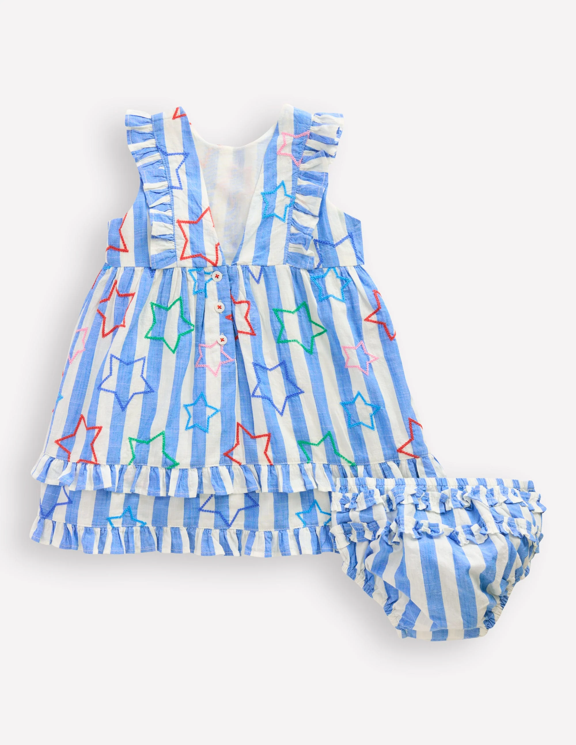 Frilly Pinny Dress-Peacock Plume Blue Star - Image 6