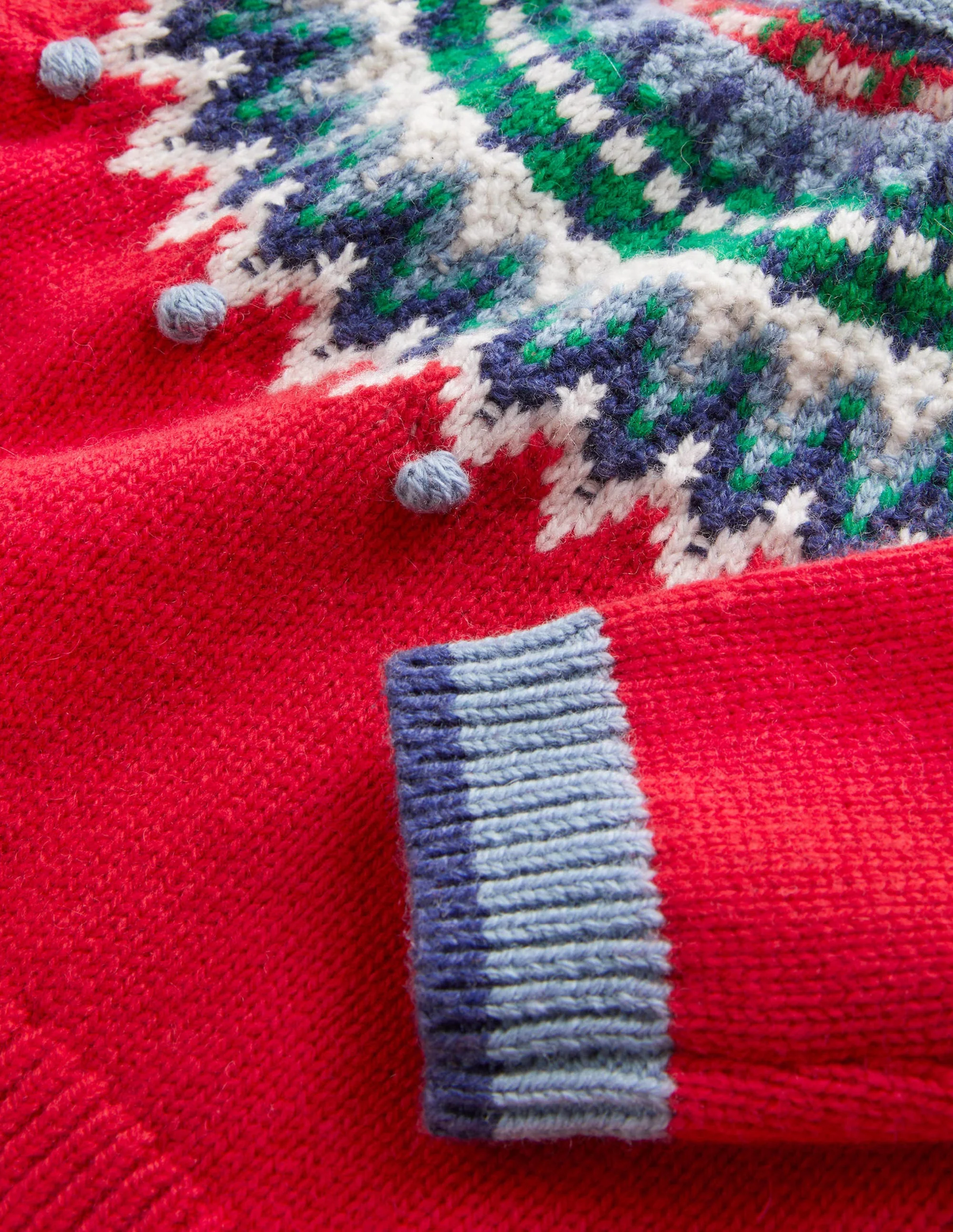Fun Fairisle Yoke Sweater-Rockabilly Red Fairisle - Image 3