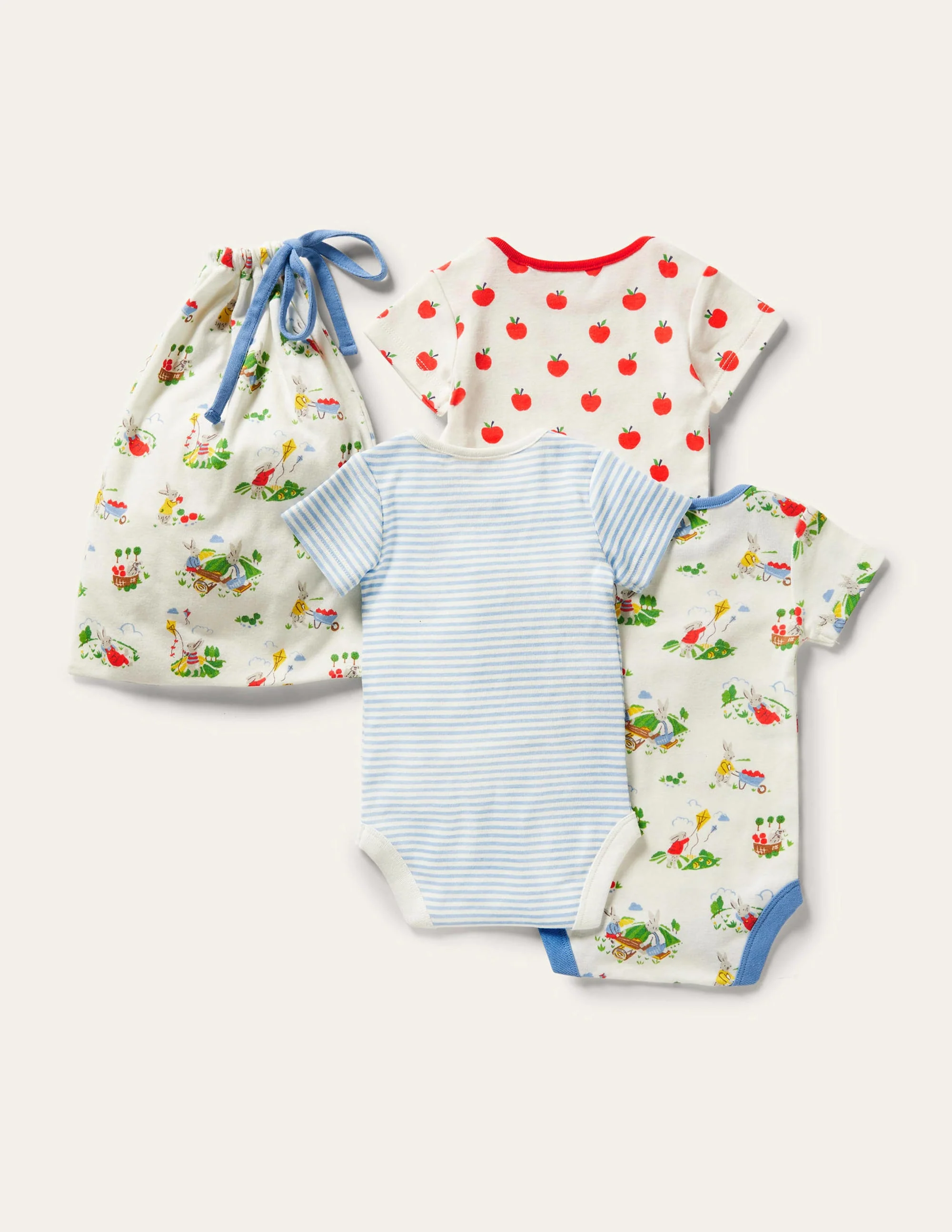 GOTS Organic 3 Pack Bodysuits-Ivory Daydreaming Bunny - Image 2
