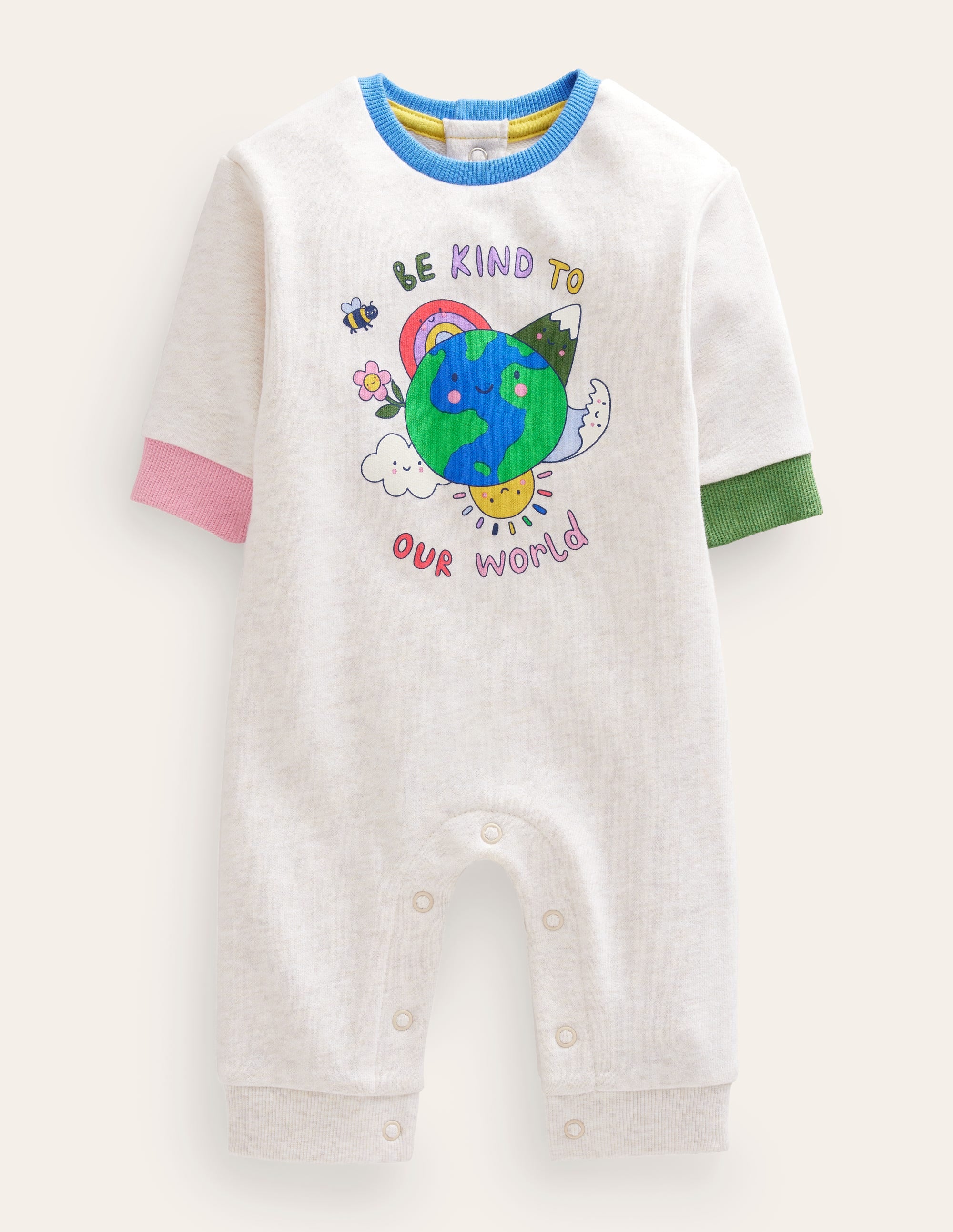 Jersey Logo Romper-Oatmeal Marl World
