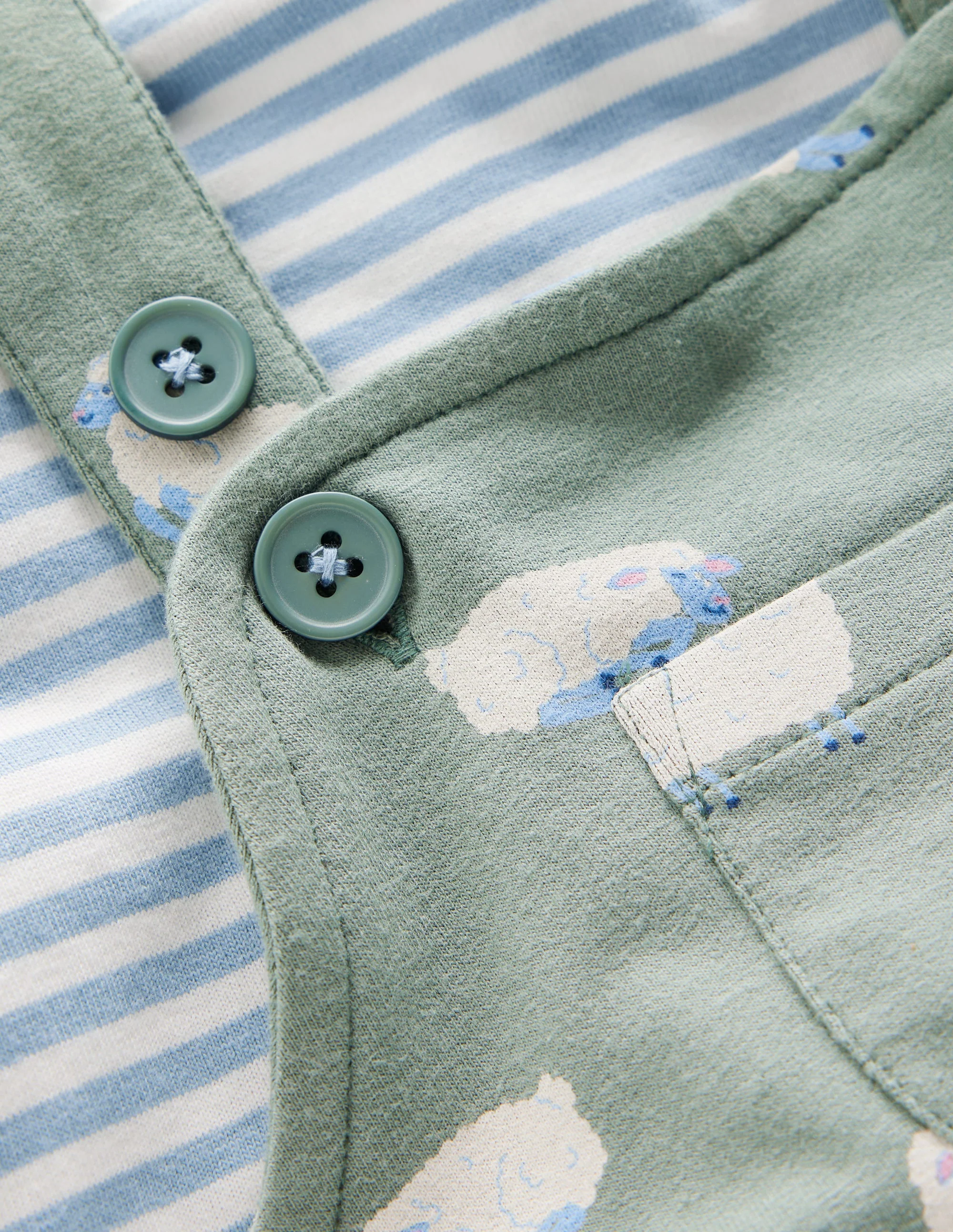 Jersey Overalls Set-Green Sheep - Image 3
