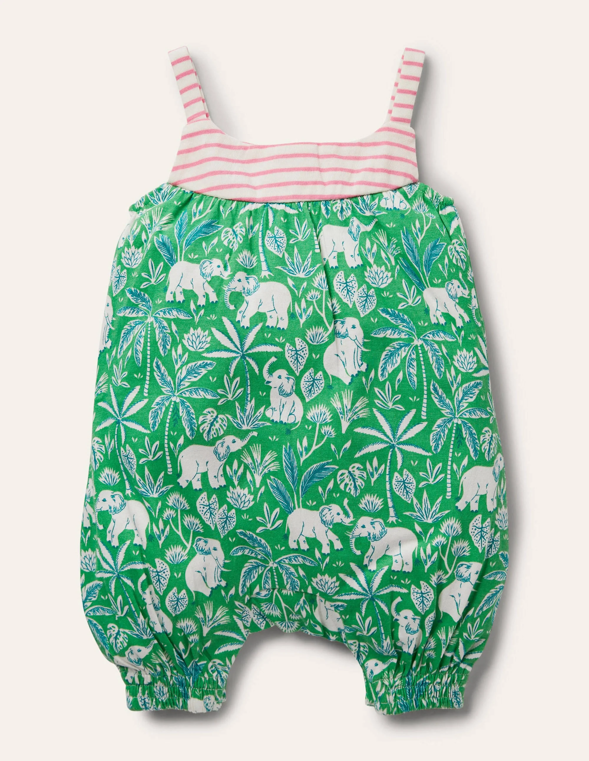 Jersey Strappy Romper-Aloe Green Elephant Palm - Image 2