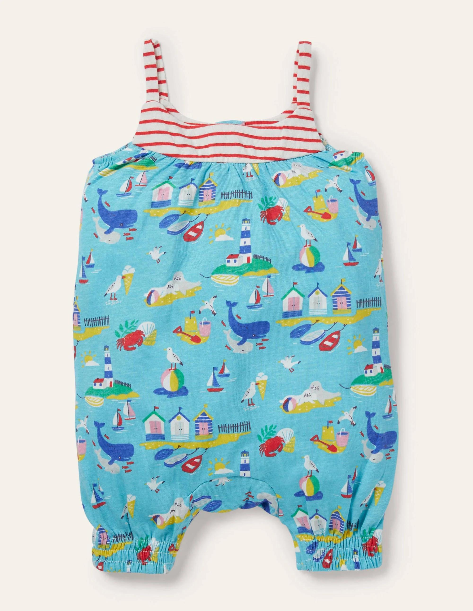 Jersey Strappy Romper-Aqua Coastal Scene - Image 2