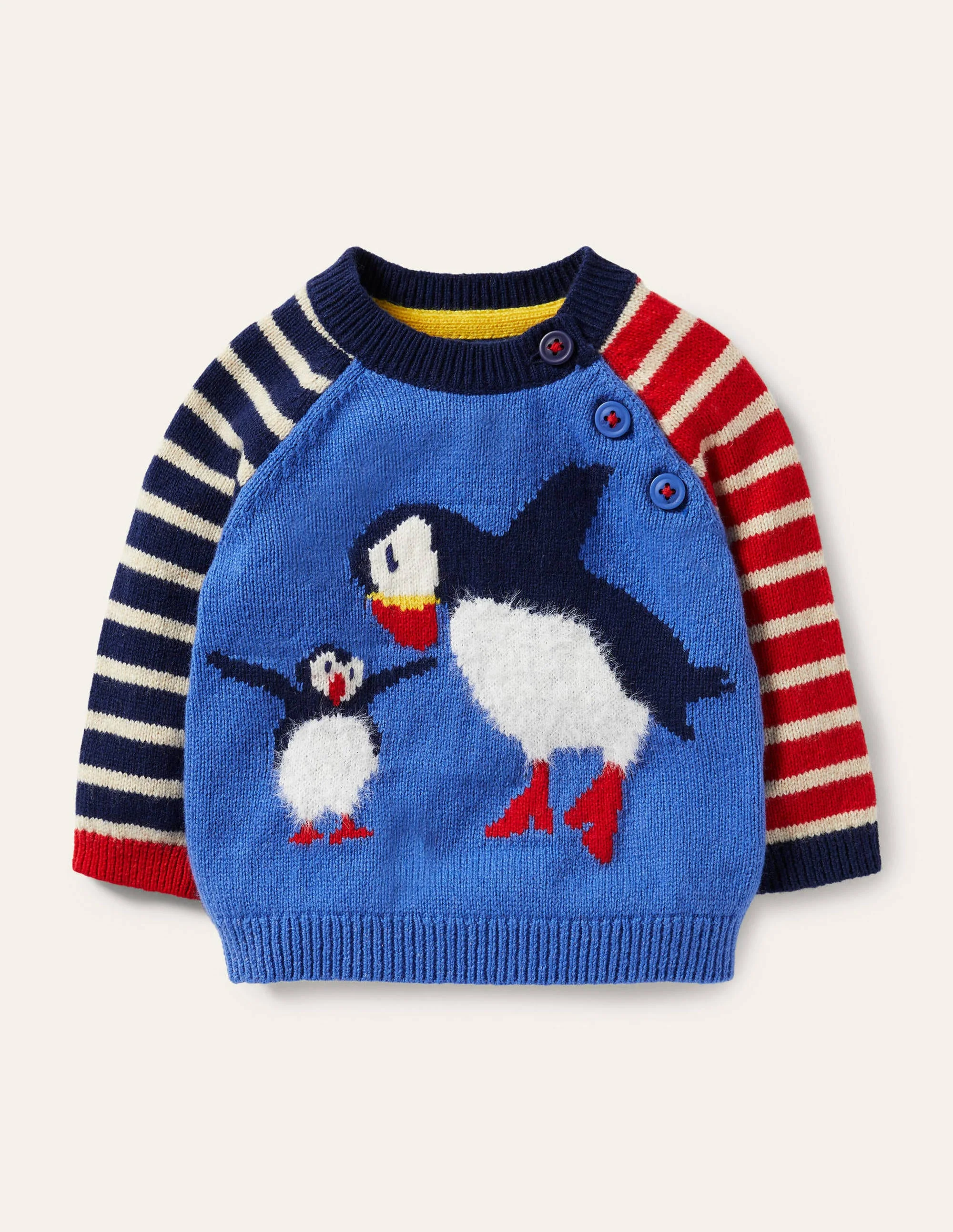 Knitted Sweater-Elizabethan Blue Puffins