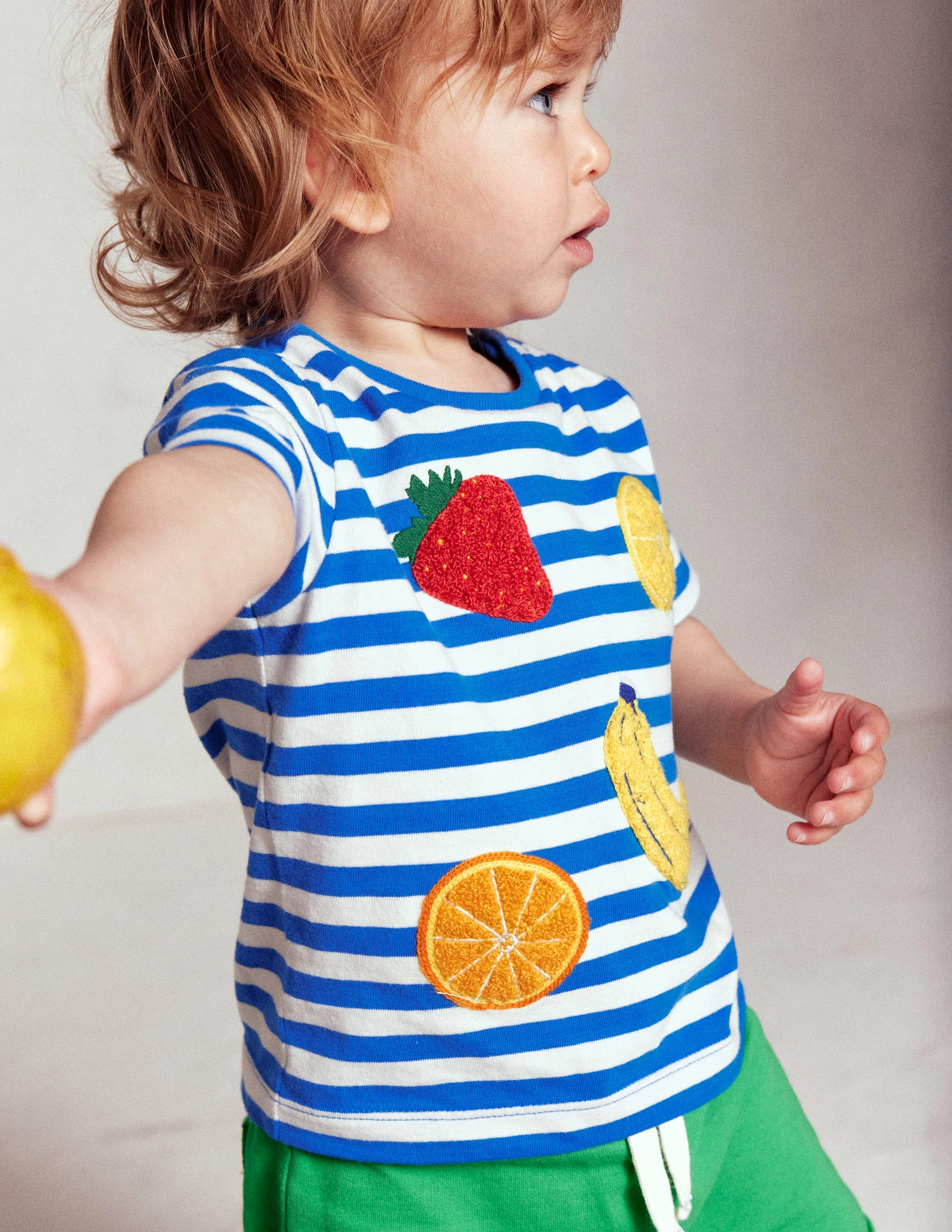 Logo Interest T-Shirt-Blue Stripe Fruit - Image 6
