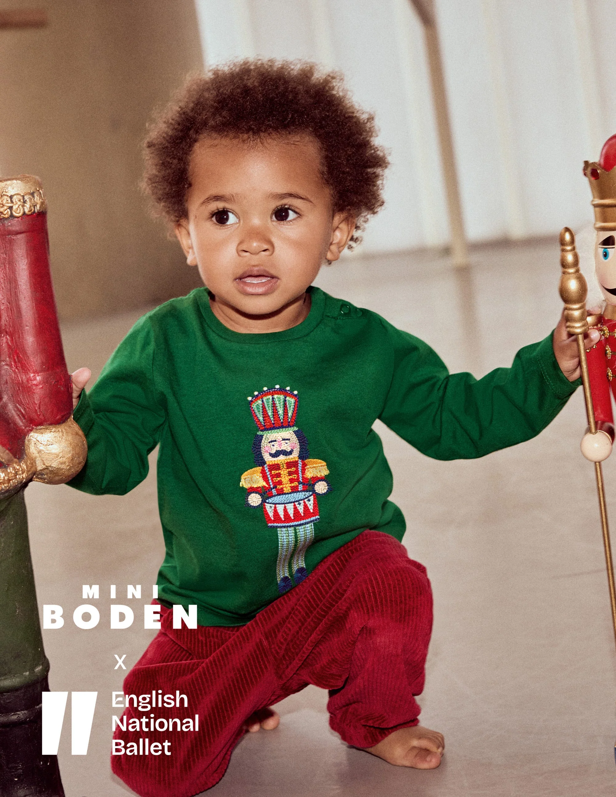 Long Sleeve Appliqué T-shirt-Pine Green Nutcracker - Image 4