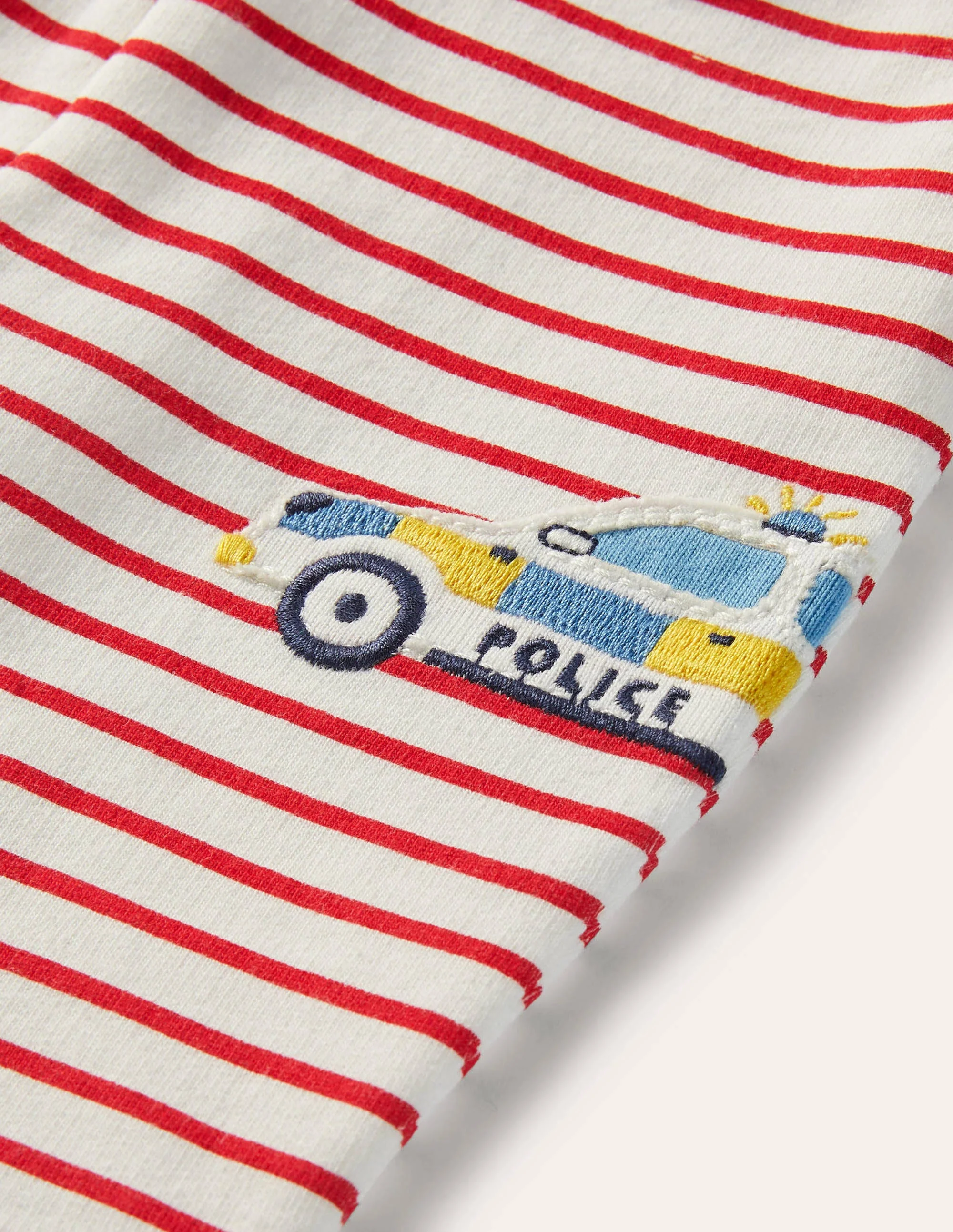 Novelty Appliqué Bottoms-Ivory/Rockabilly Red Vehicles - Image 3