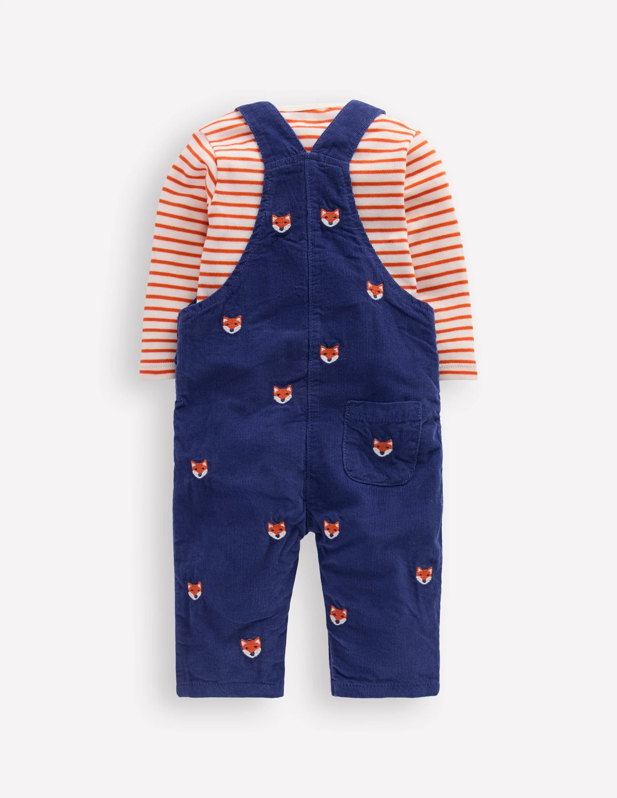 Novelty Cord Overalls Set-Navy Fox Embroidery - Image 2