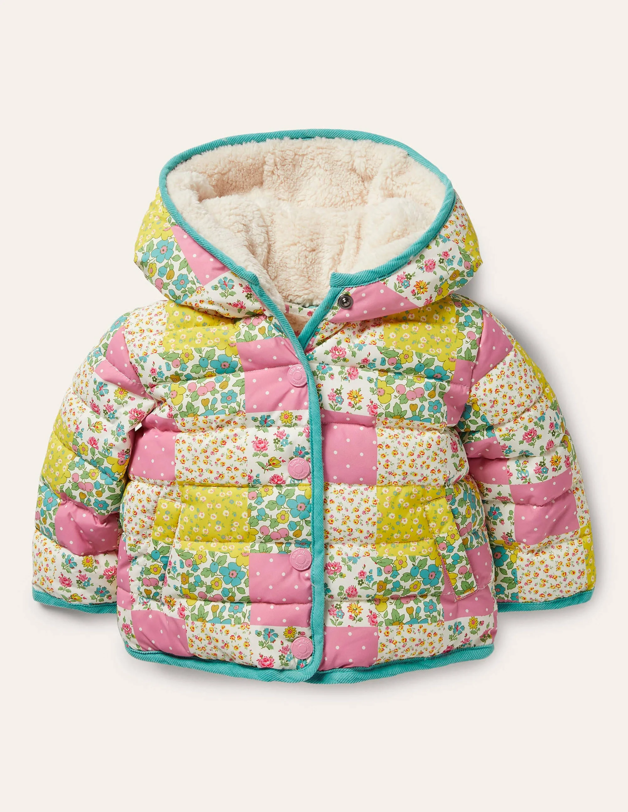 Padded Jacket-Multi Floral Patchwork