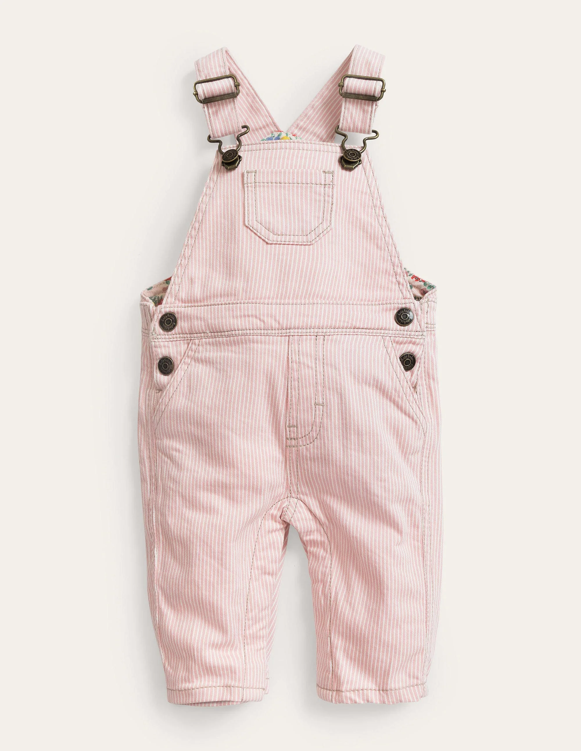 Patch Pocket Overalls-Boto Pink Ticking