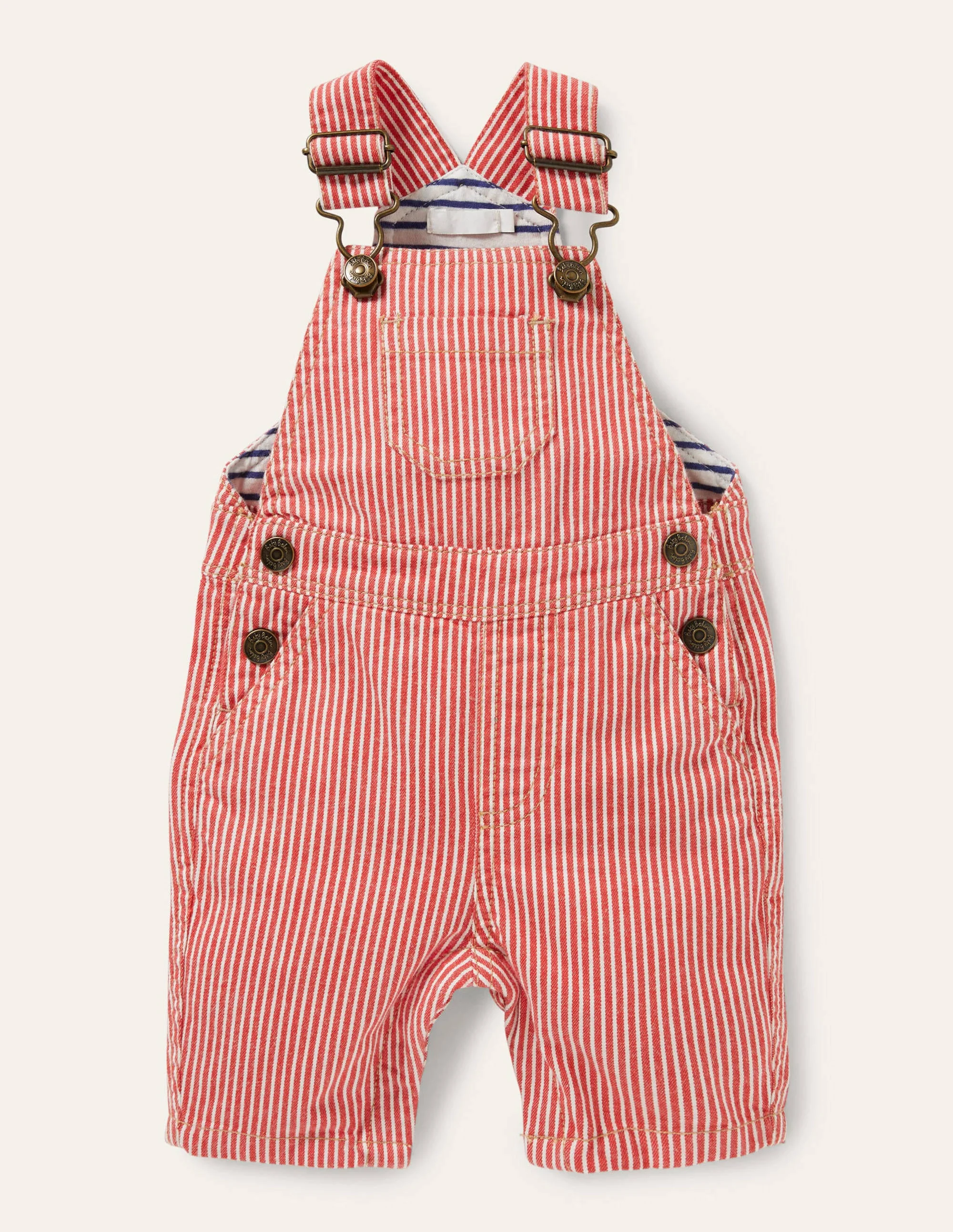 Patch Pocket Overalls-Fire Red Ticking
