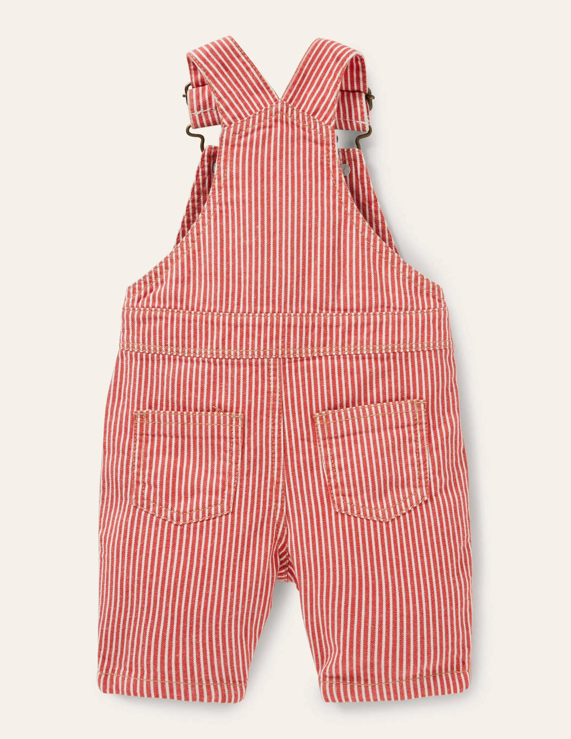 Patch Pocket Overalls-Fire Red Ticking - Image 2
