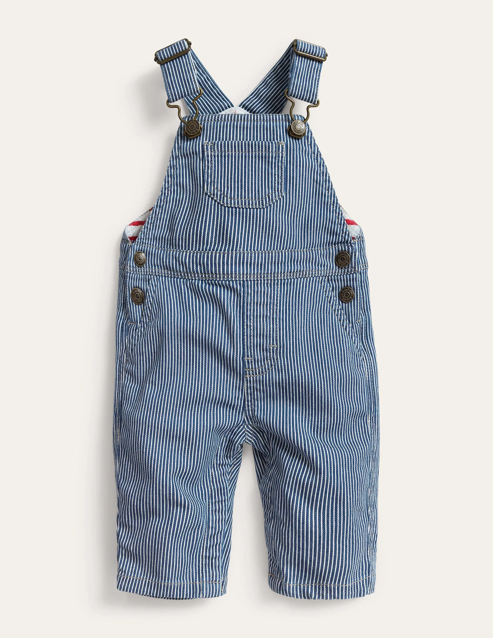 Patch Pocket Overalls-Medium Indigo Ticking