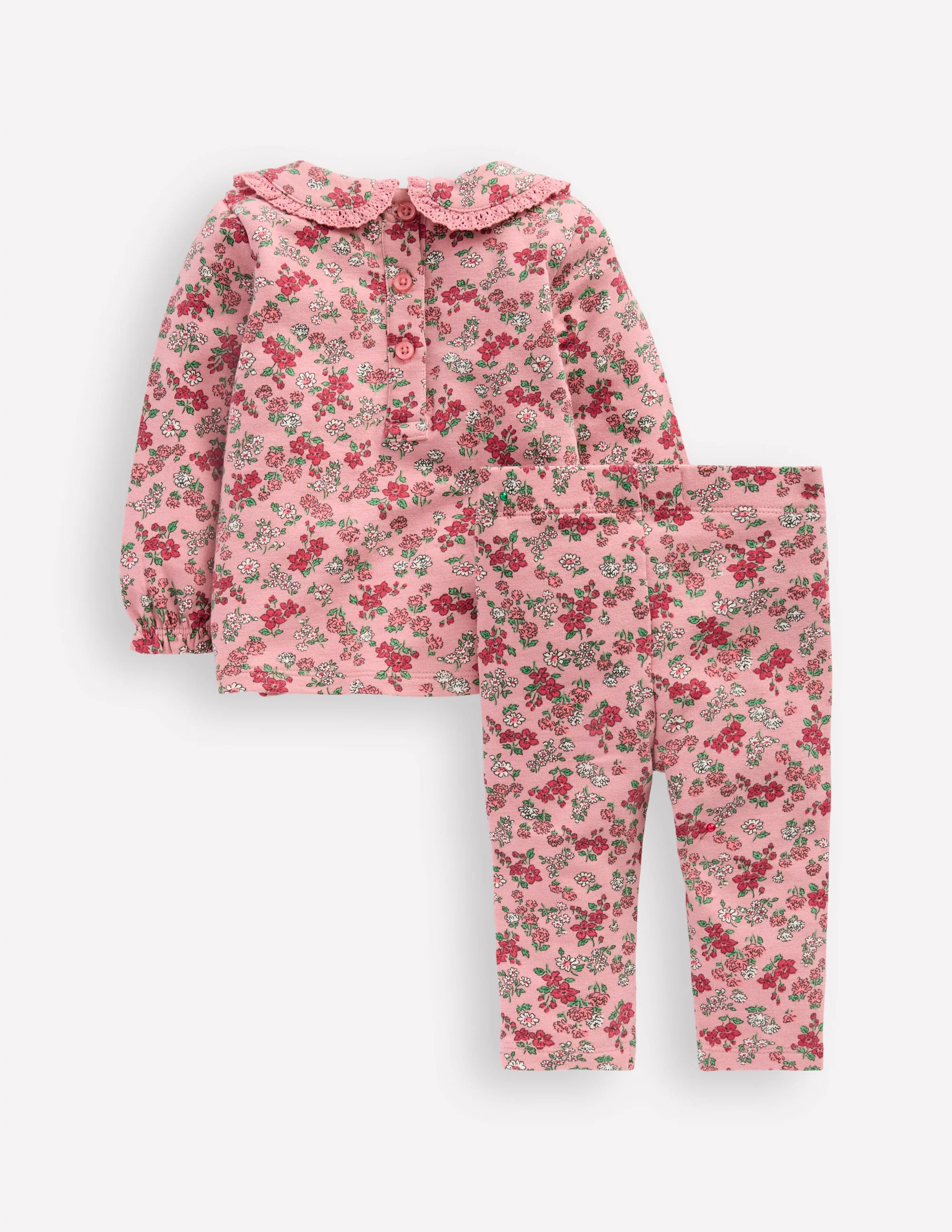 Pretty Collar Sweat Set-Pink Floral - Image 2