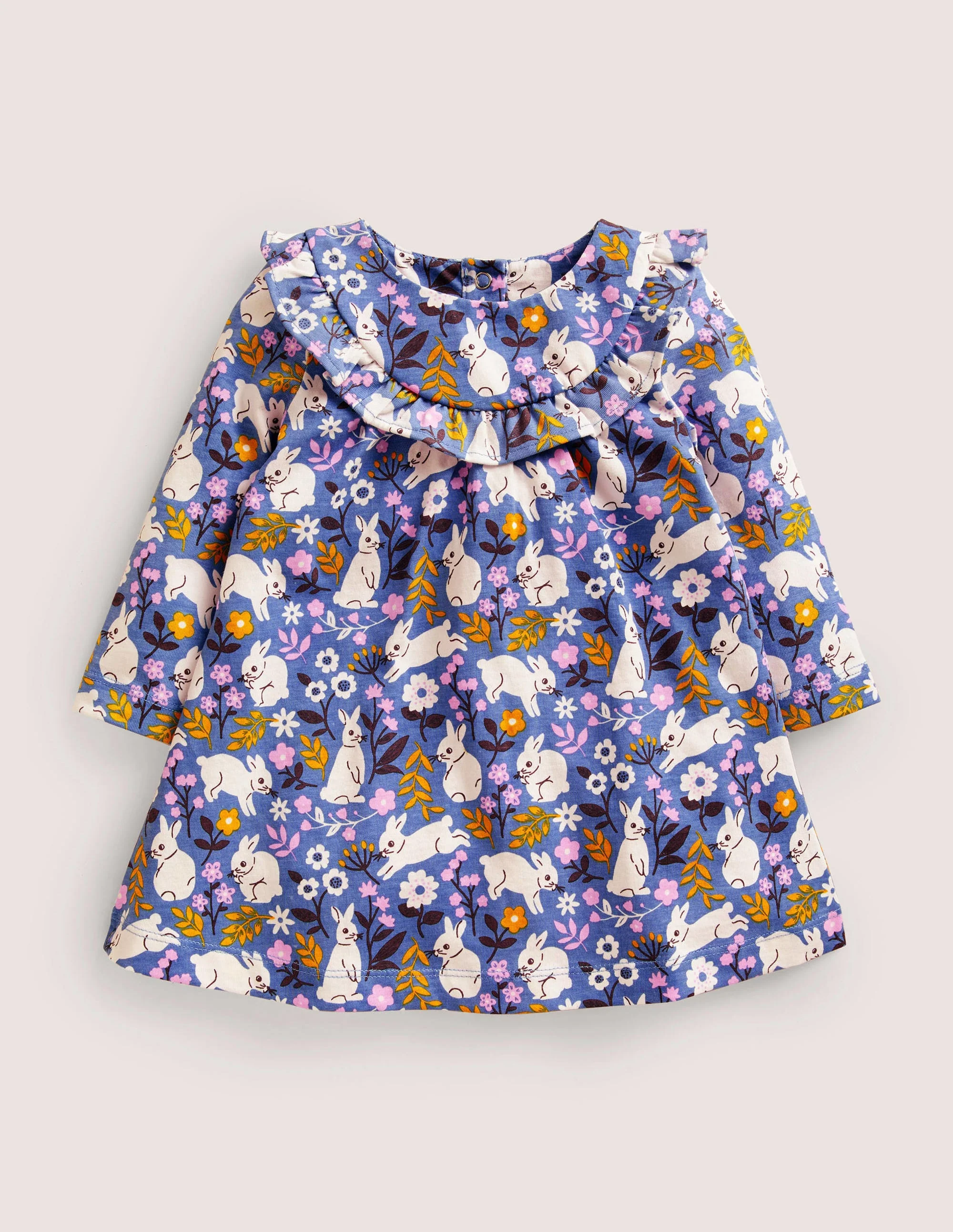 Printed Long Sleeve Dress-Riviera Bunny Field