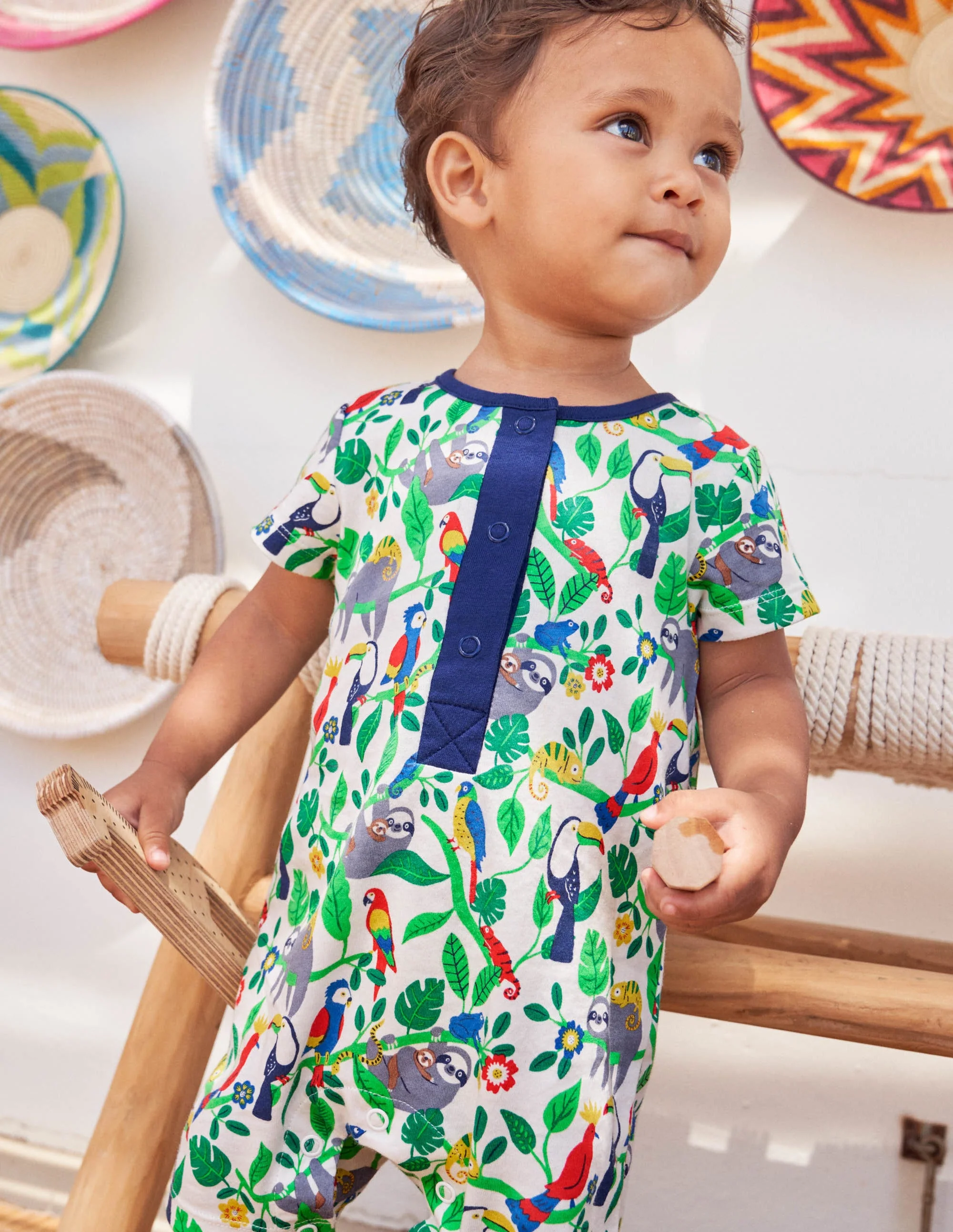 Printed Romper-Ivory Sloths - Image 4