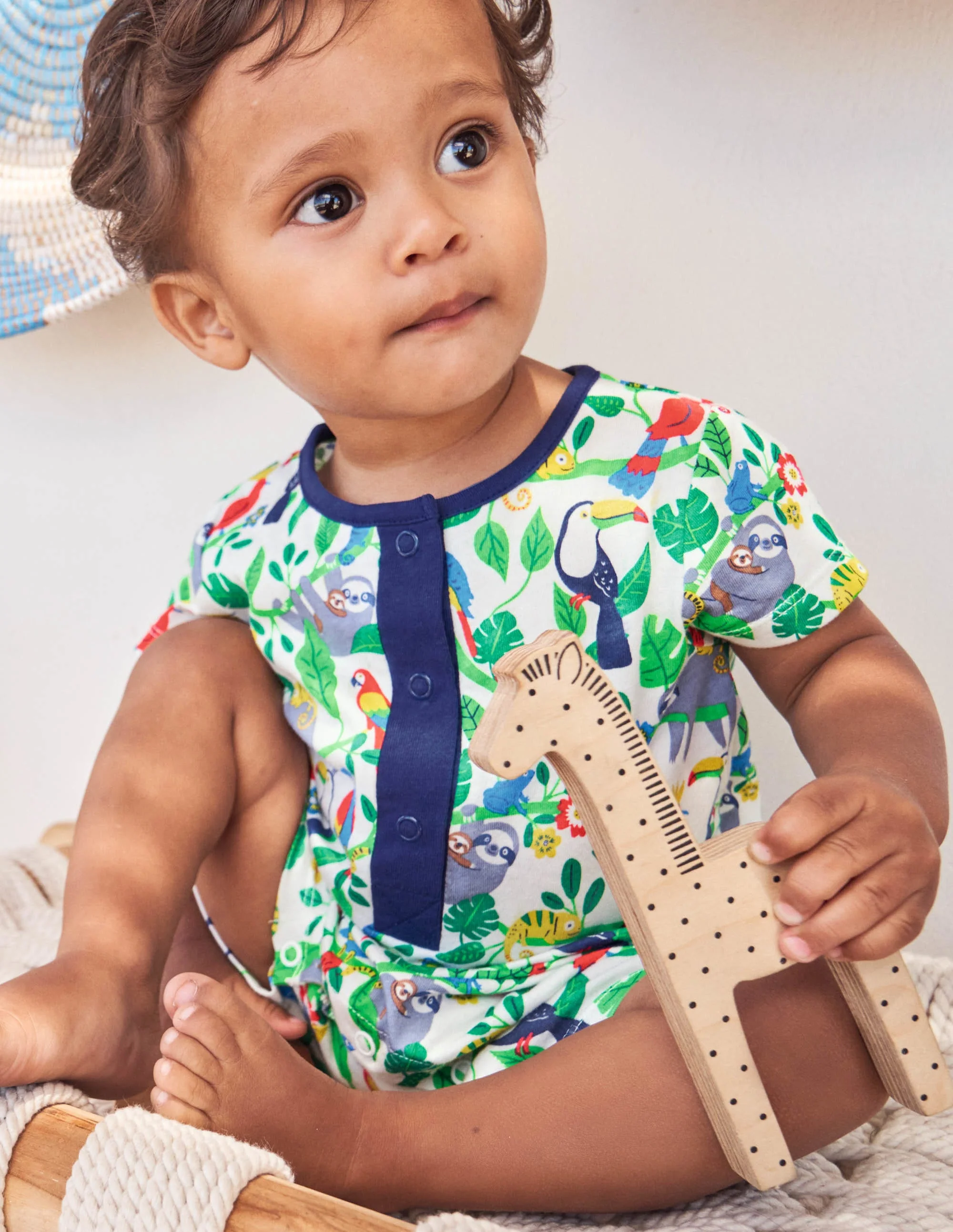 Printed Romper-Ivory Sloths - Image 5
