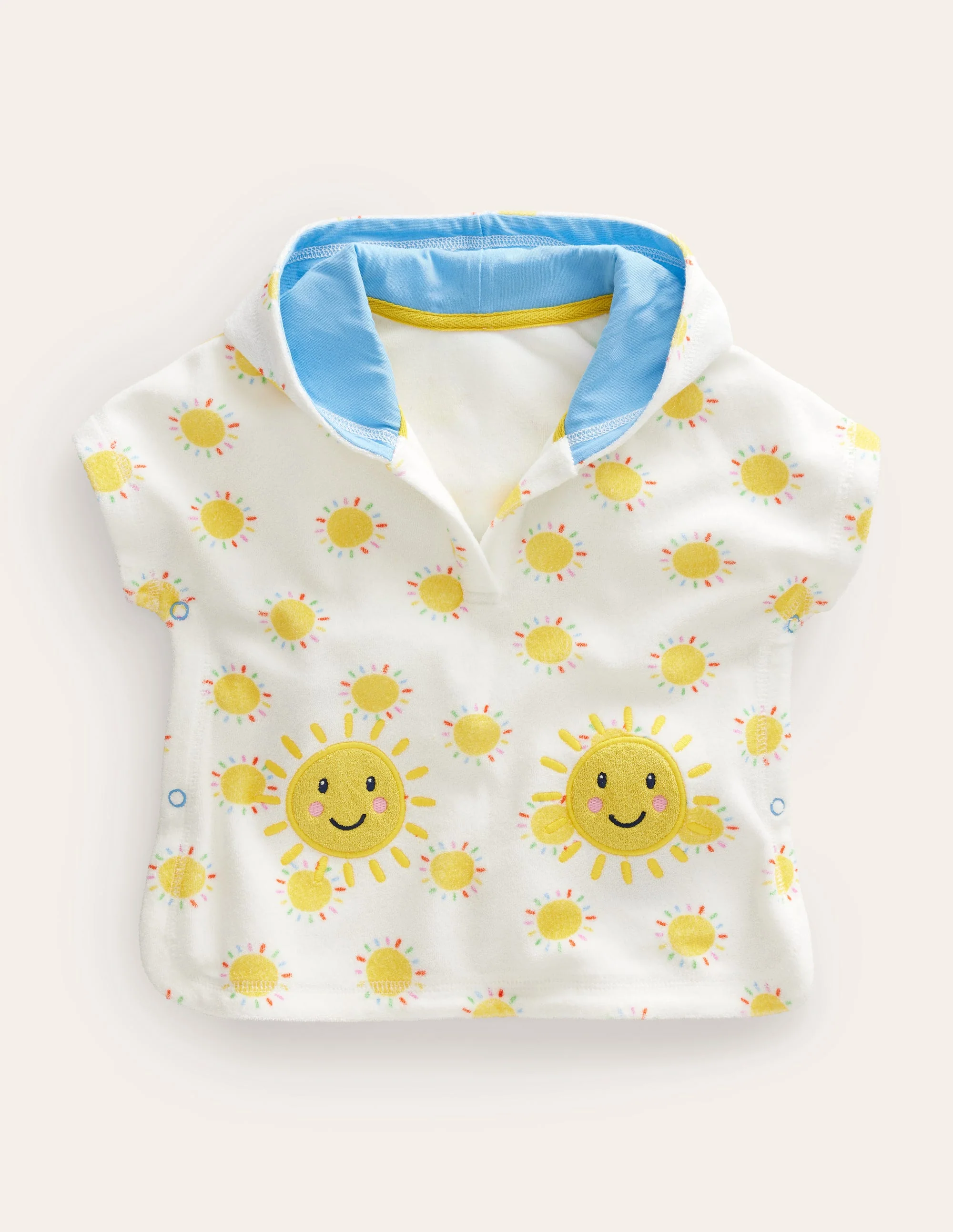 Printed Towelling Throw-on-Multi Rainbow Suns