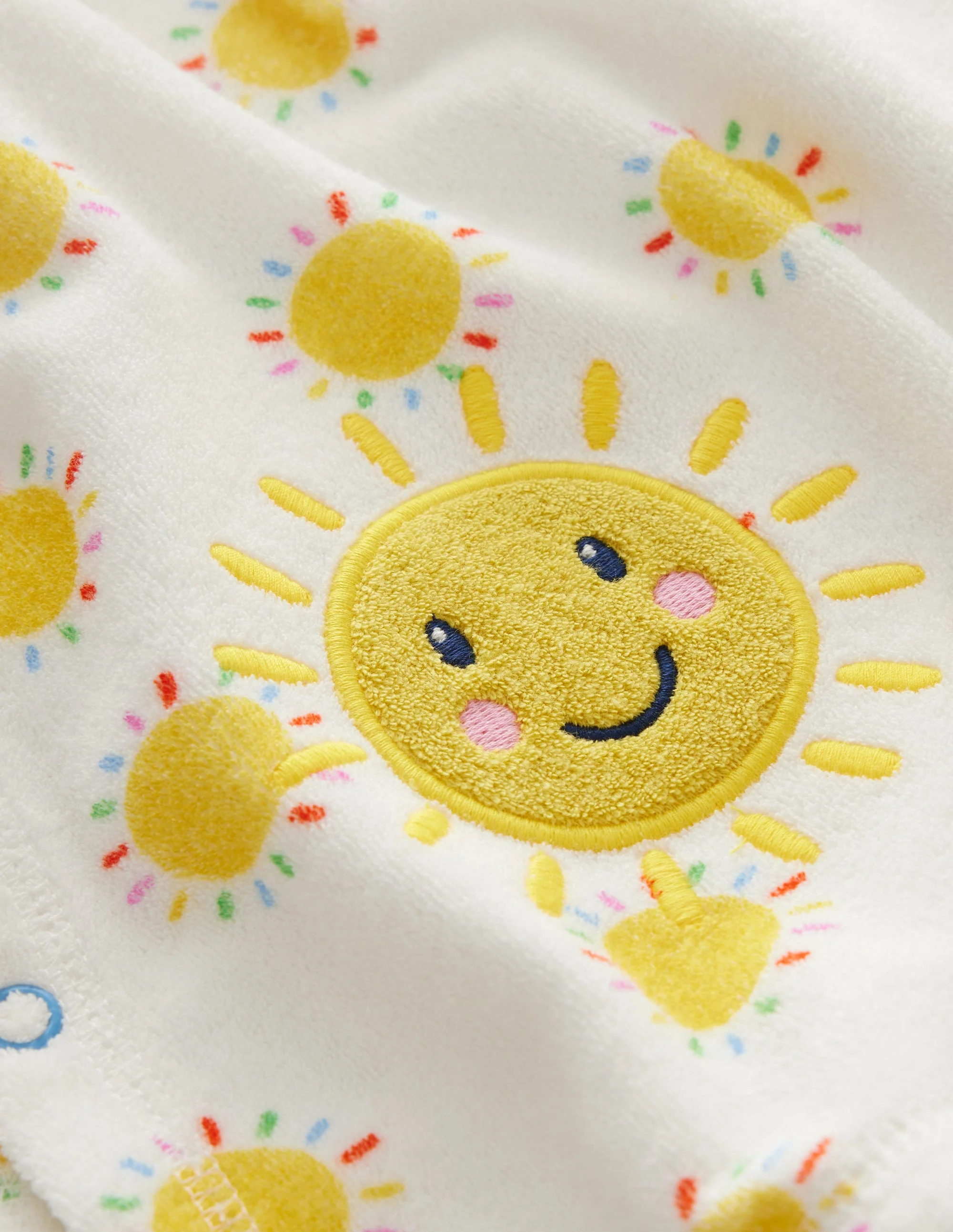 Printed Towelling Throw-on-Multi Rainbow Suns - Image 3
