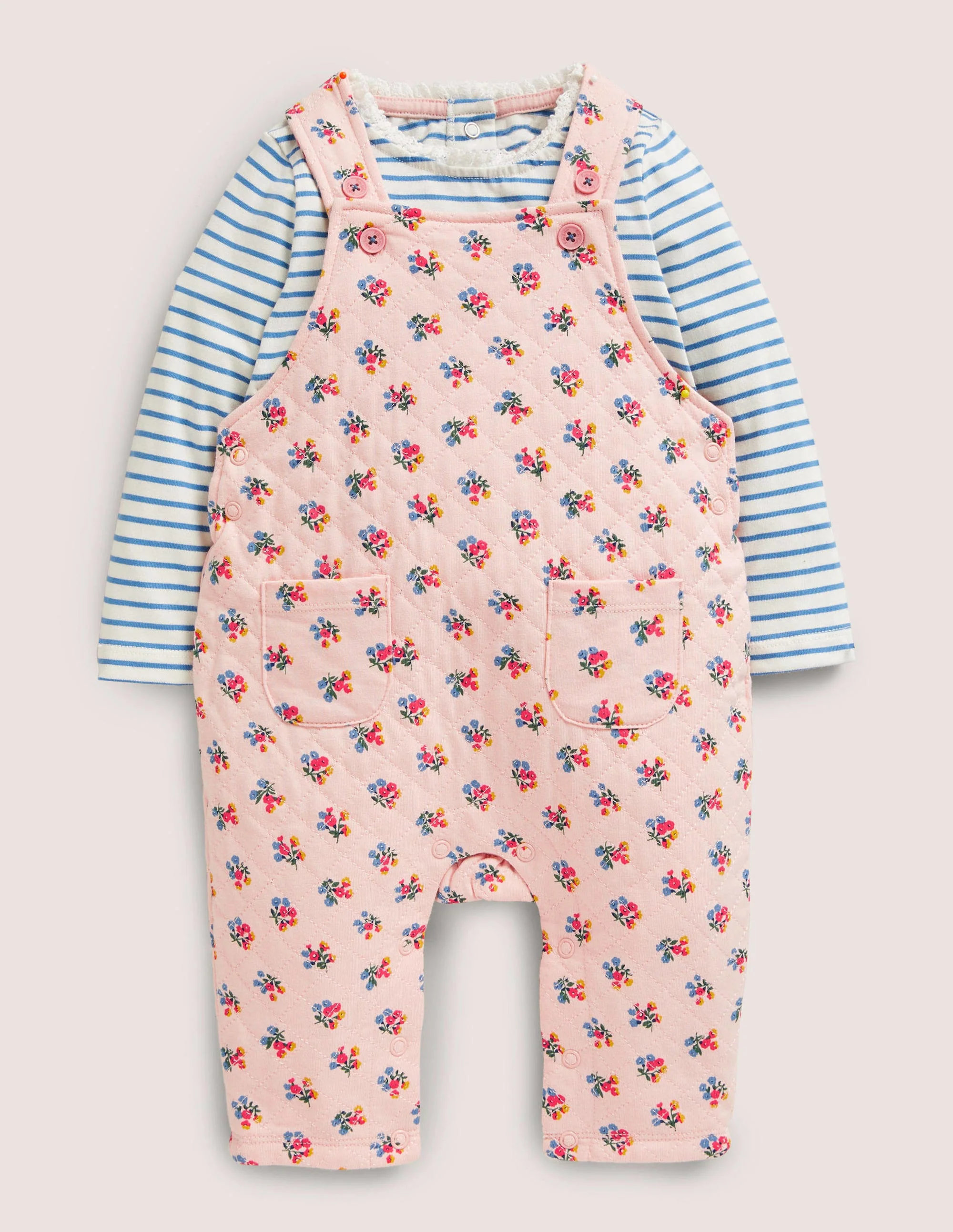 Quilted Overall Set-Provence Dusty Pink Posy