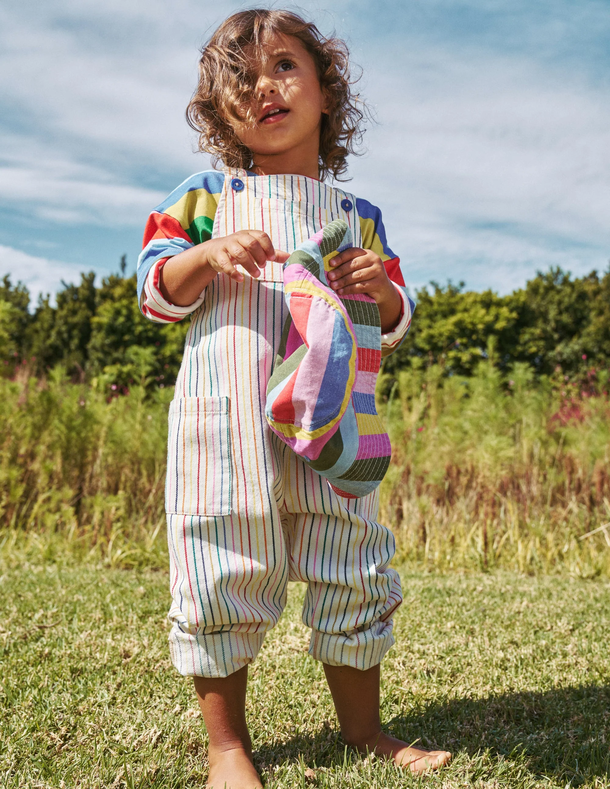 Relaxed Overalls-Ivory Multi Stripe - Image 4