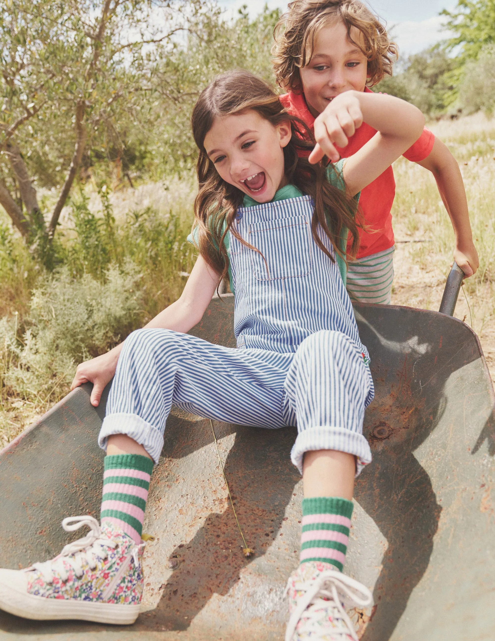 Relaxed Overalls-Surf Blue / Ivory Stripe - Image 4