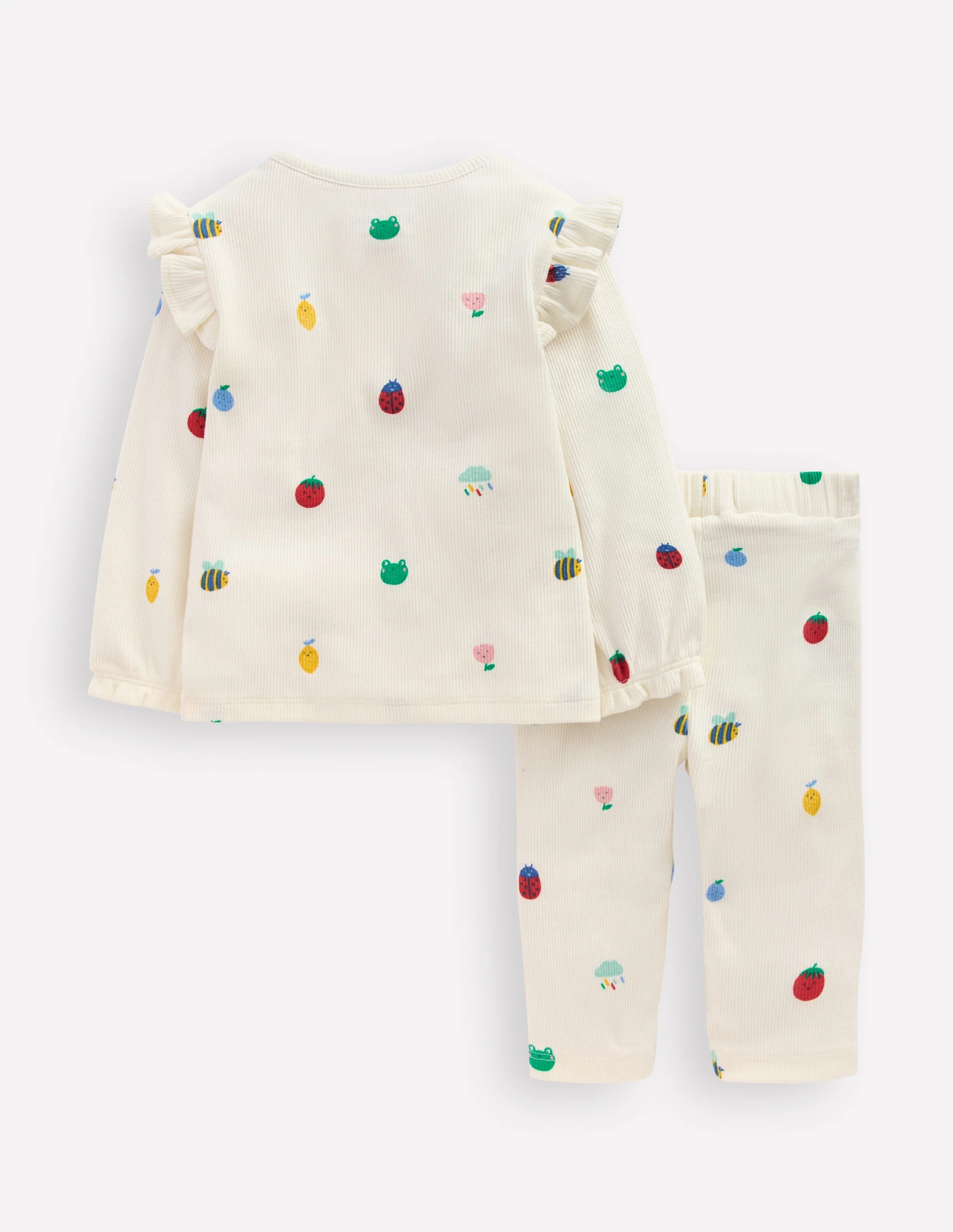 Ribbed Jersey Play Set-Soft Ivory Spring Motifs - Image 2