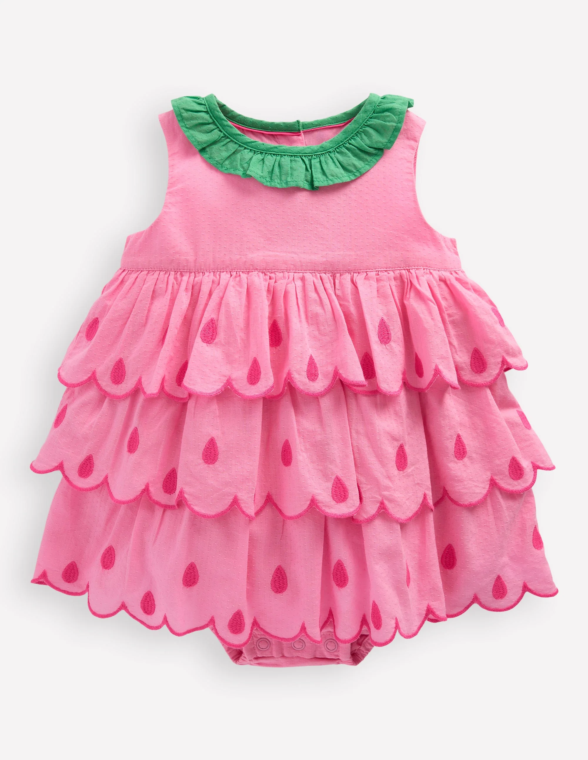 Ruffle Woven Romper-Bubblegum Pink