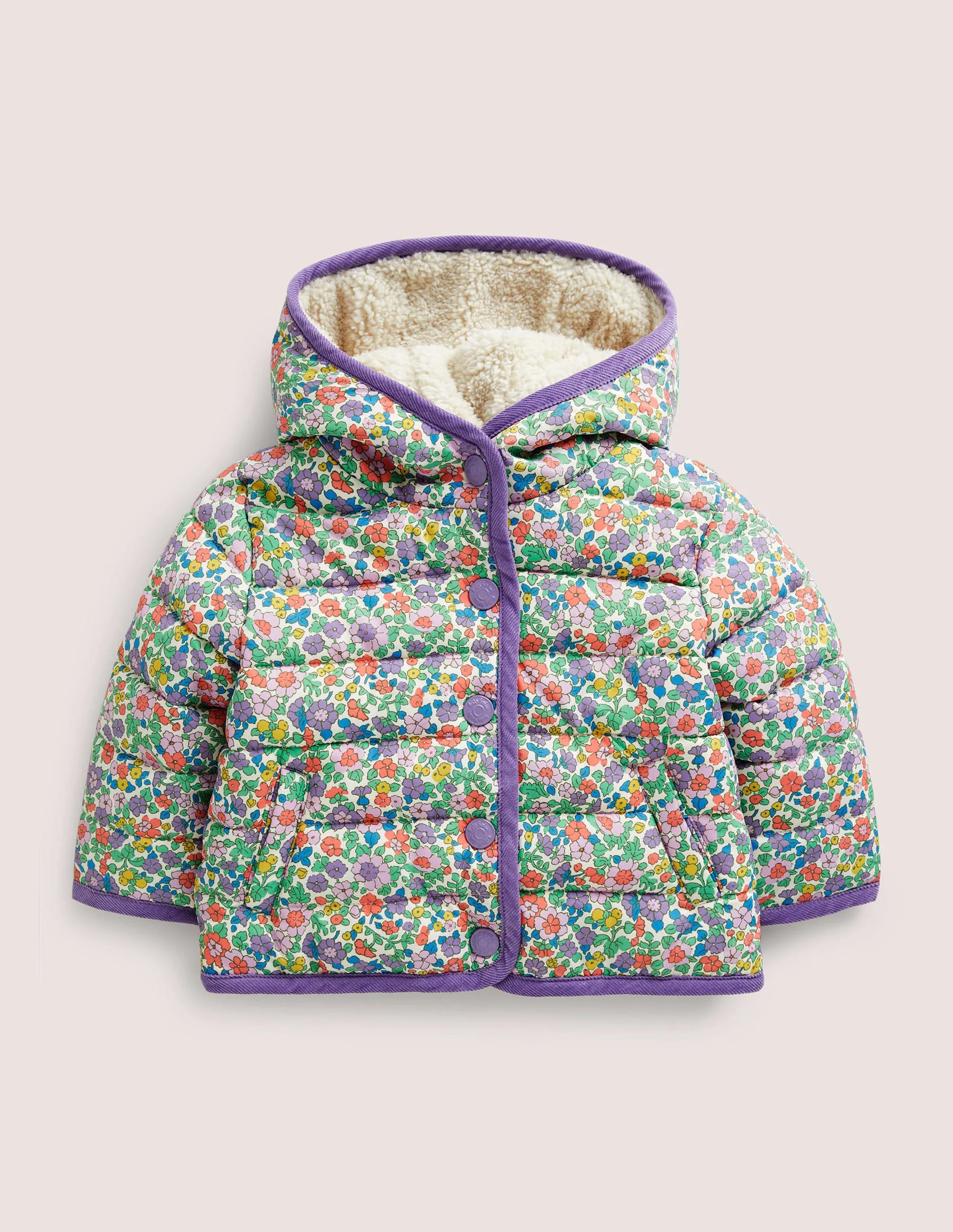 Shower Resistant Padded Jacket-Aster Purple Floral
