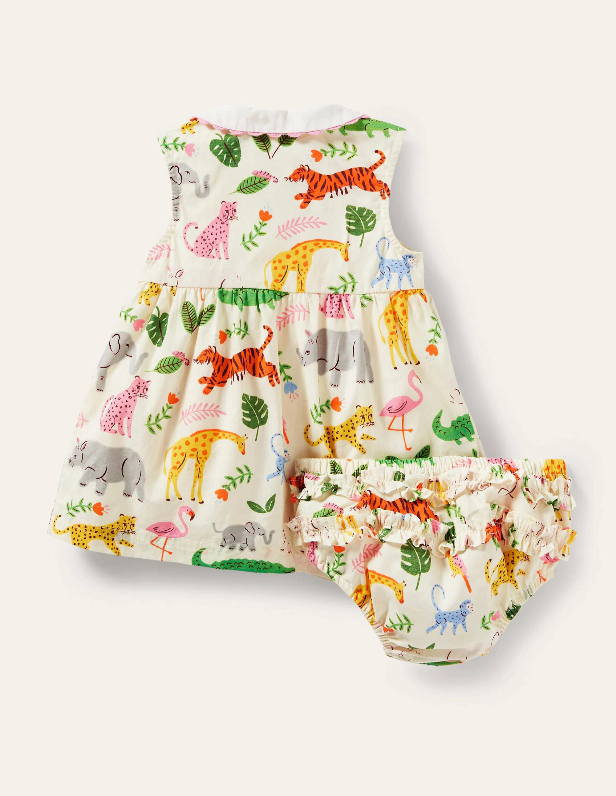 Sleeveless Collared Dress-Ivory Jungle - Image 2