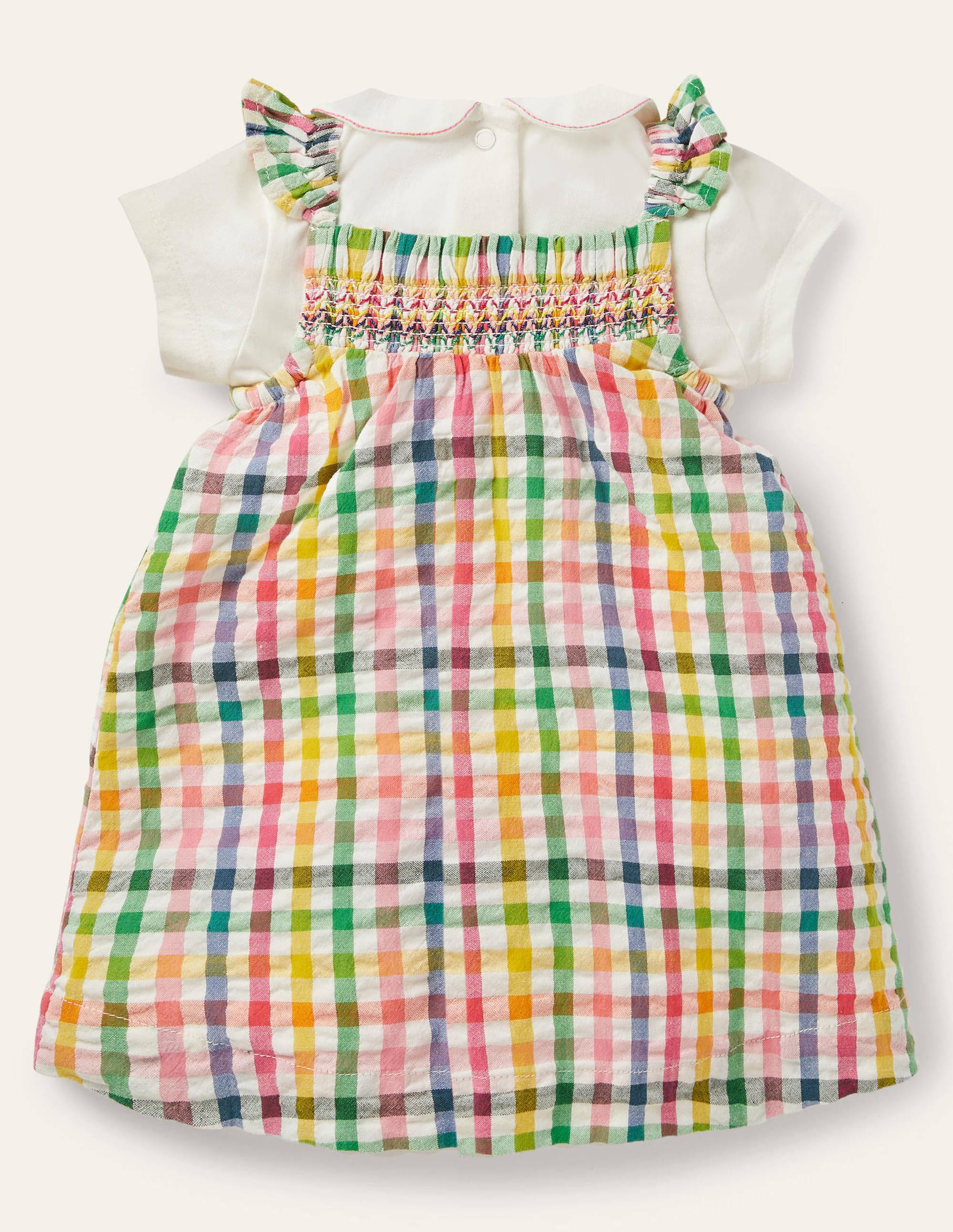 Smocked Gingham Pinnie Set-Party Pink Gingham - Image 2