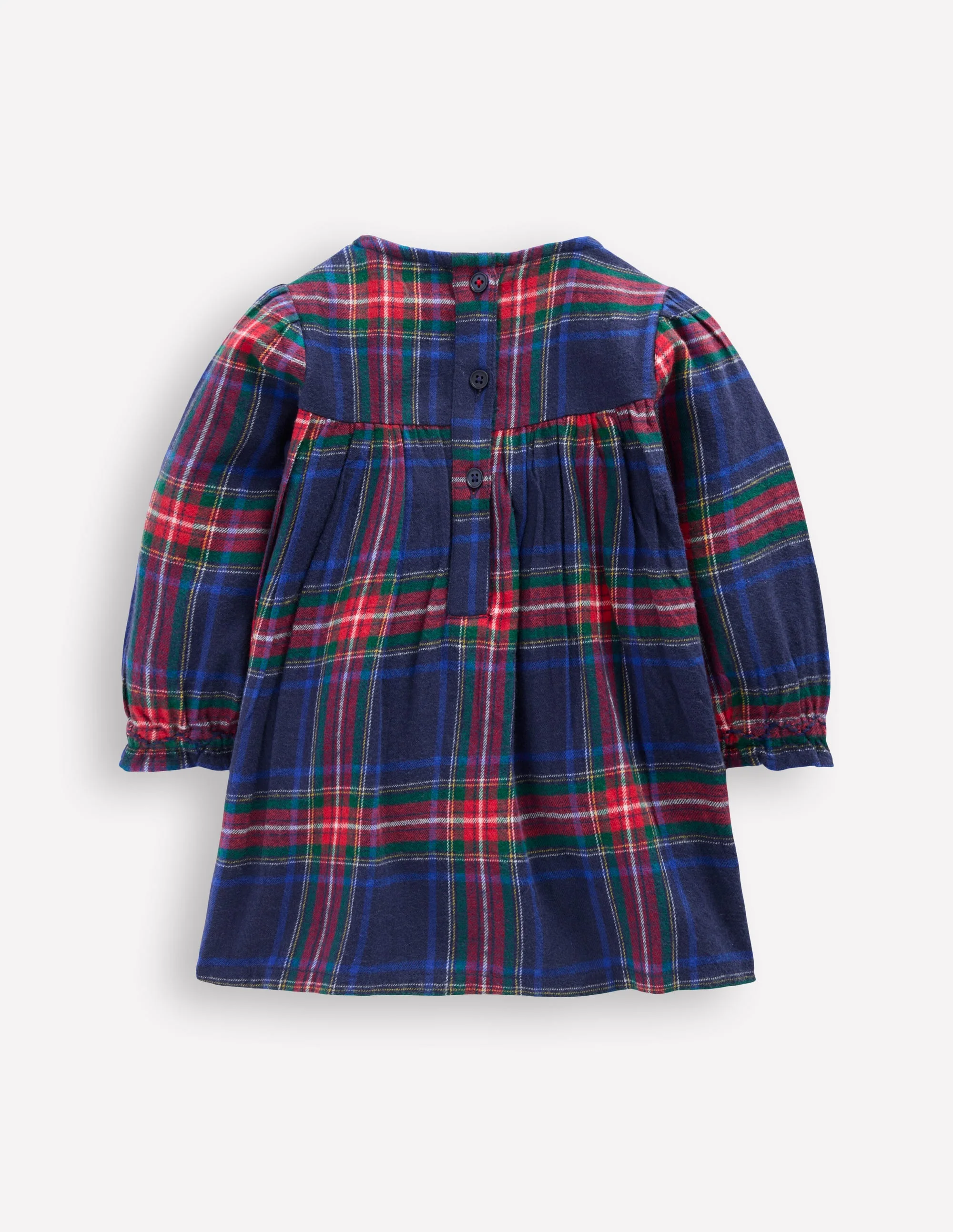 Smocked Occasion Dress-Navy Check - Image 2