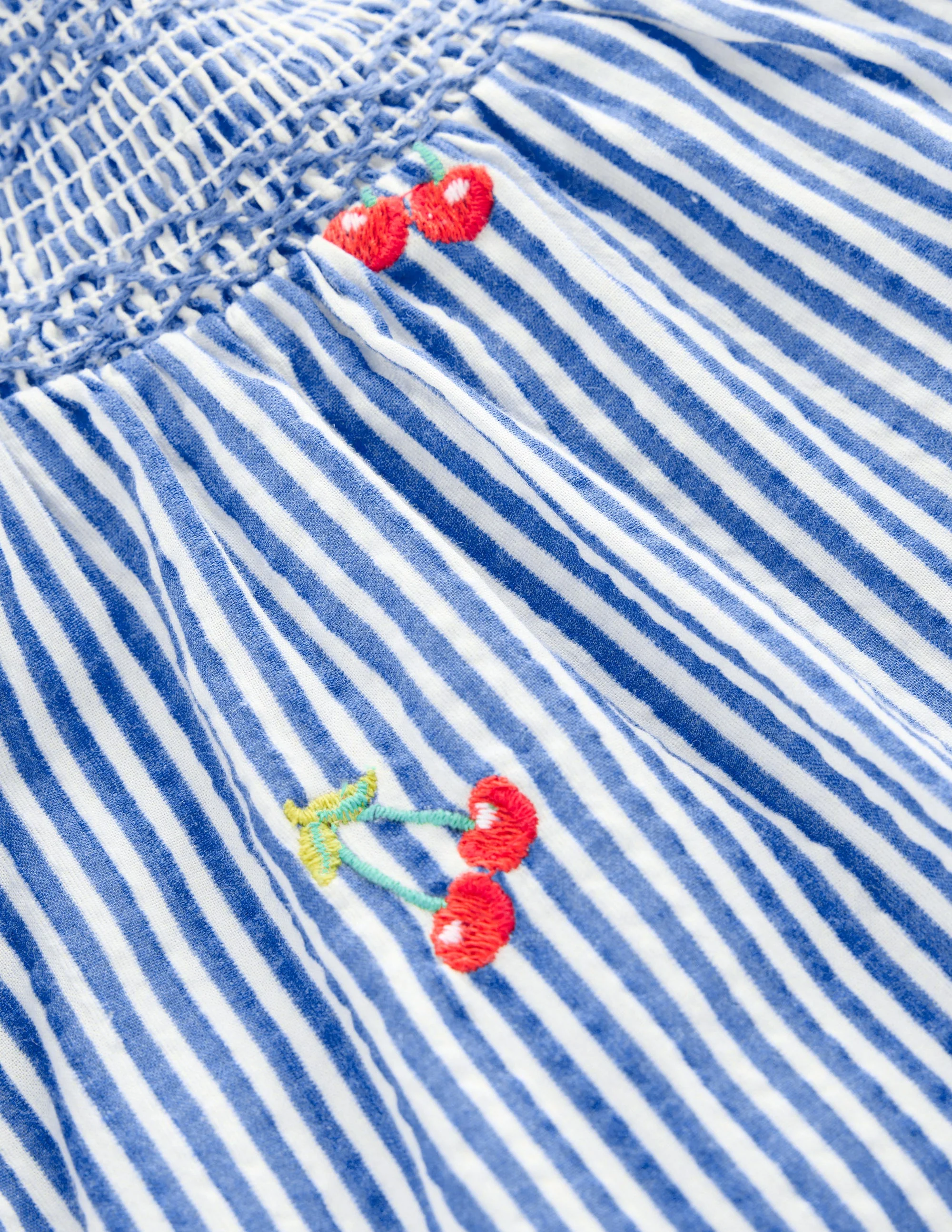 Smocked Play Set-Blue Ticking Cherries - Image 3